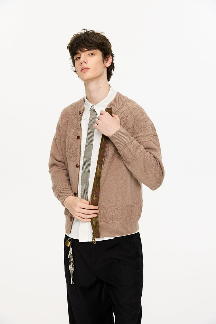 Jacquard Pattern Knit Cardigan