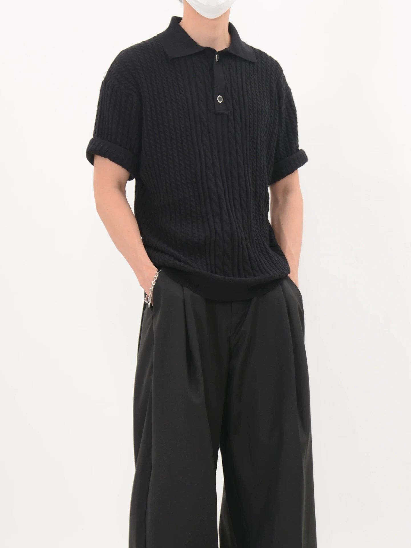 Cable Ridge Knit Polo