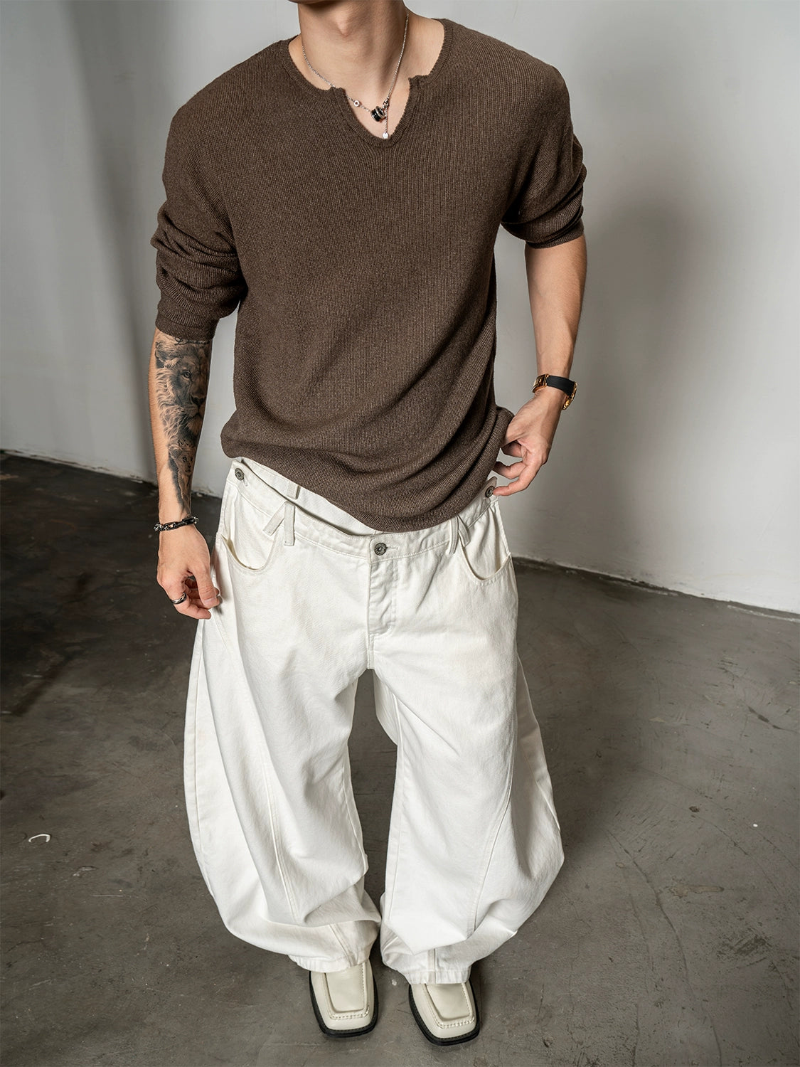 Urban Notch Relaxed Knit Sweater