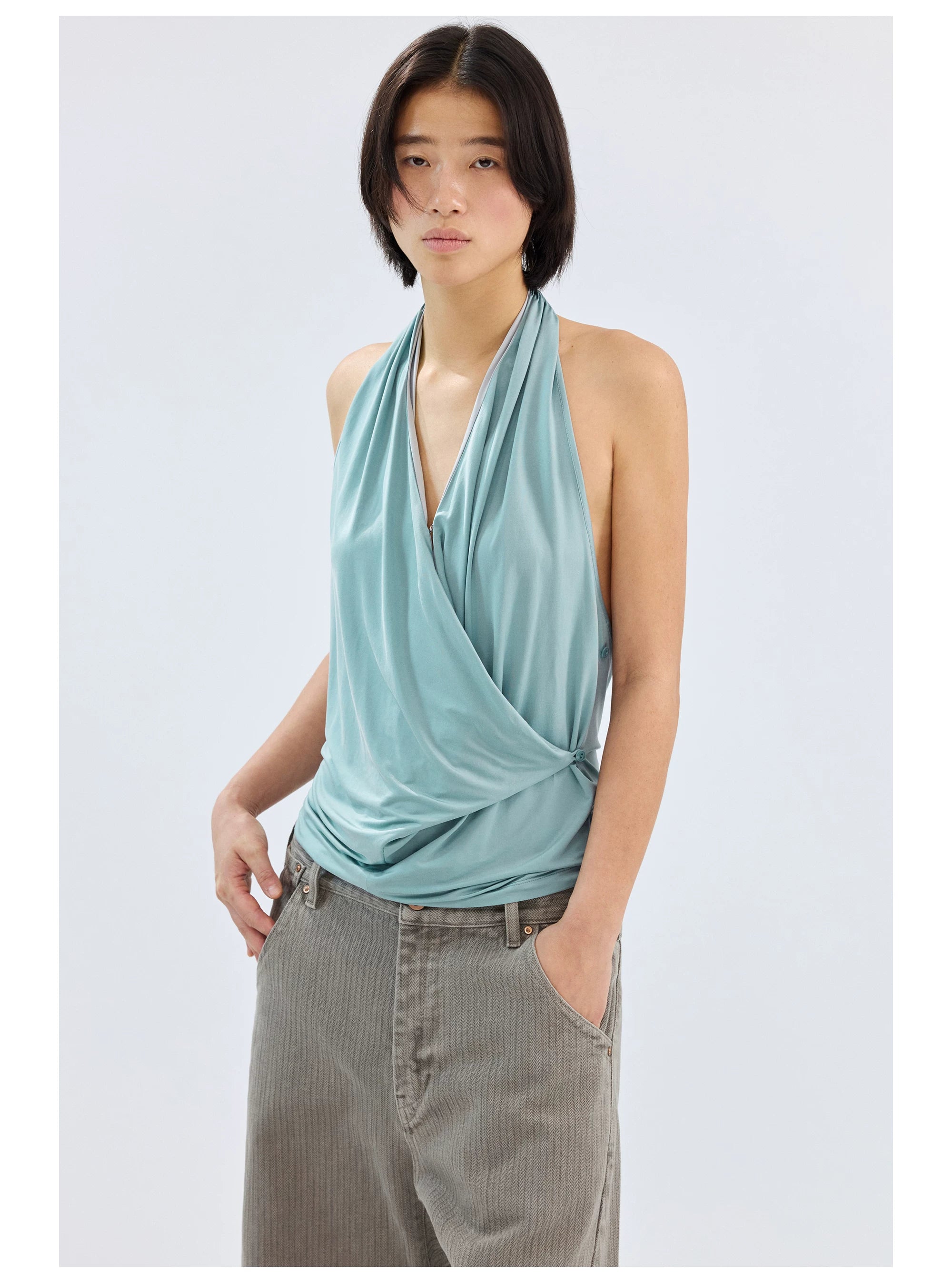 Draped Halter Neck Top