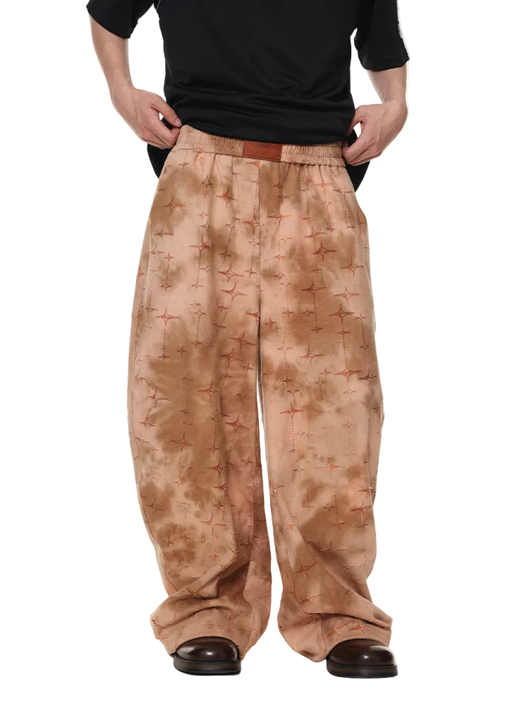 Star‑Etched Desert Satin Trousers