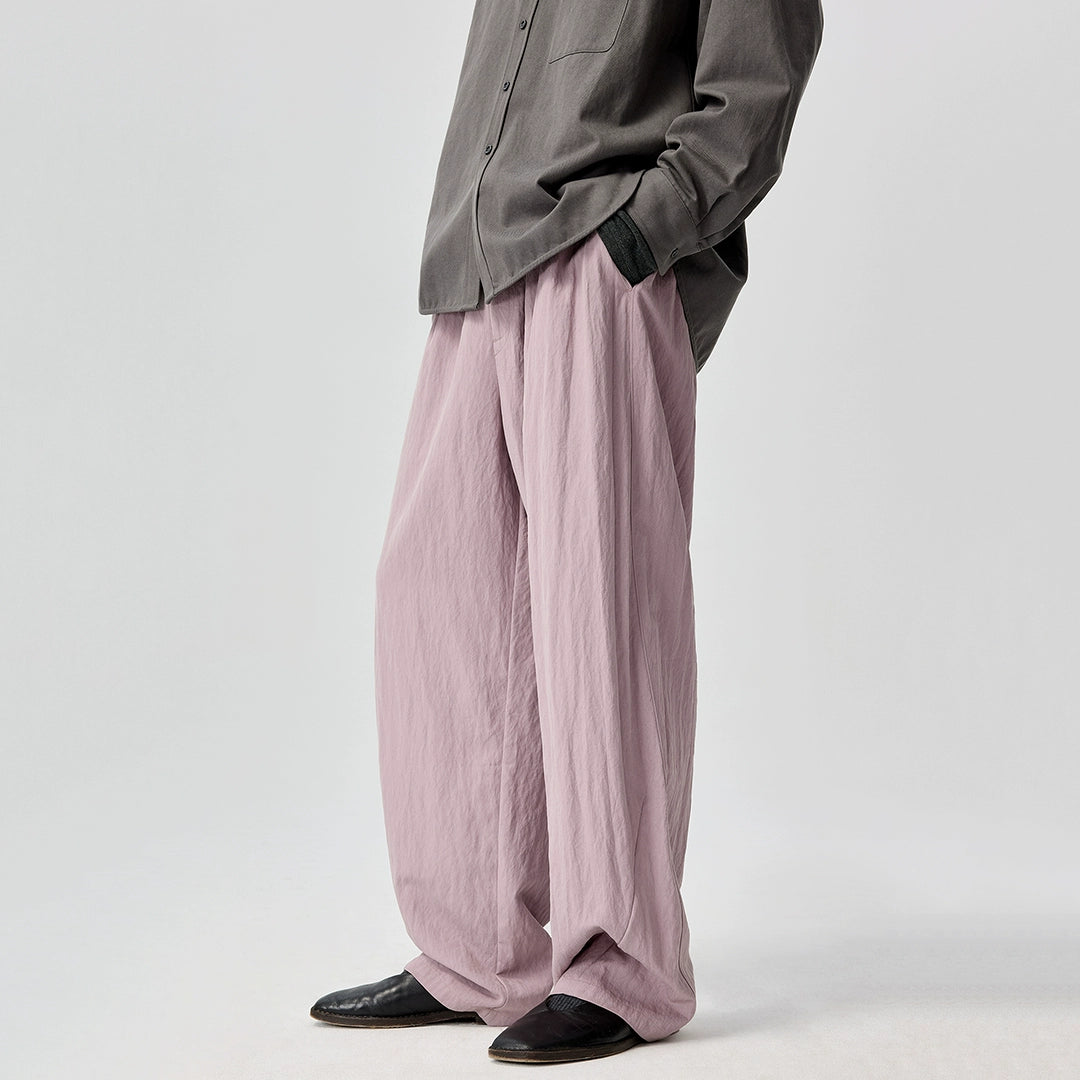 Wide Leg Relaxed Pants with Pleats Detail