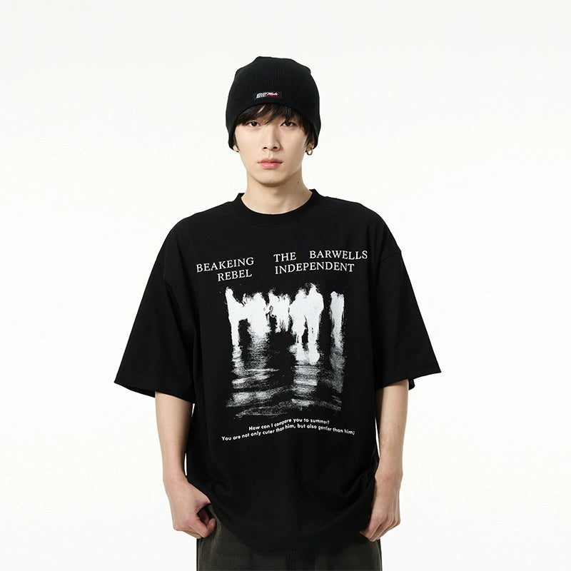 Oversized Crowd Graphic T-Shirt
