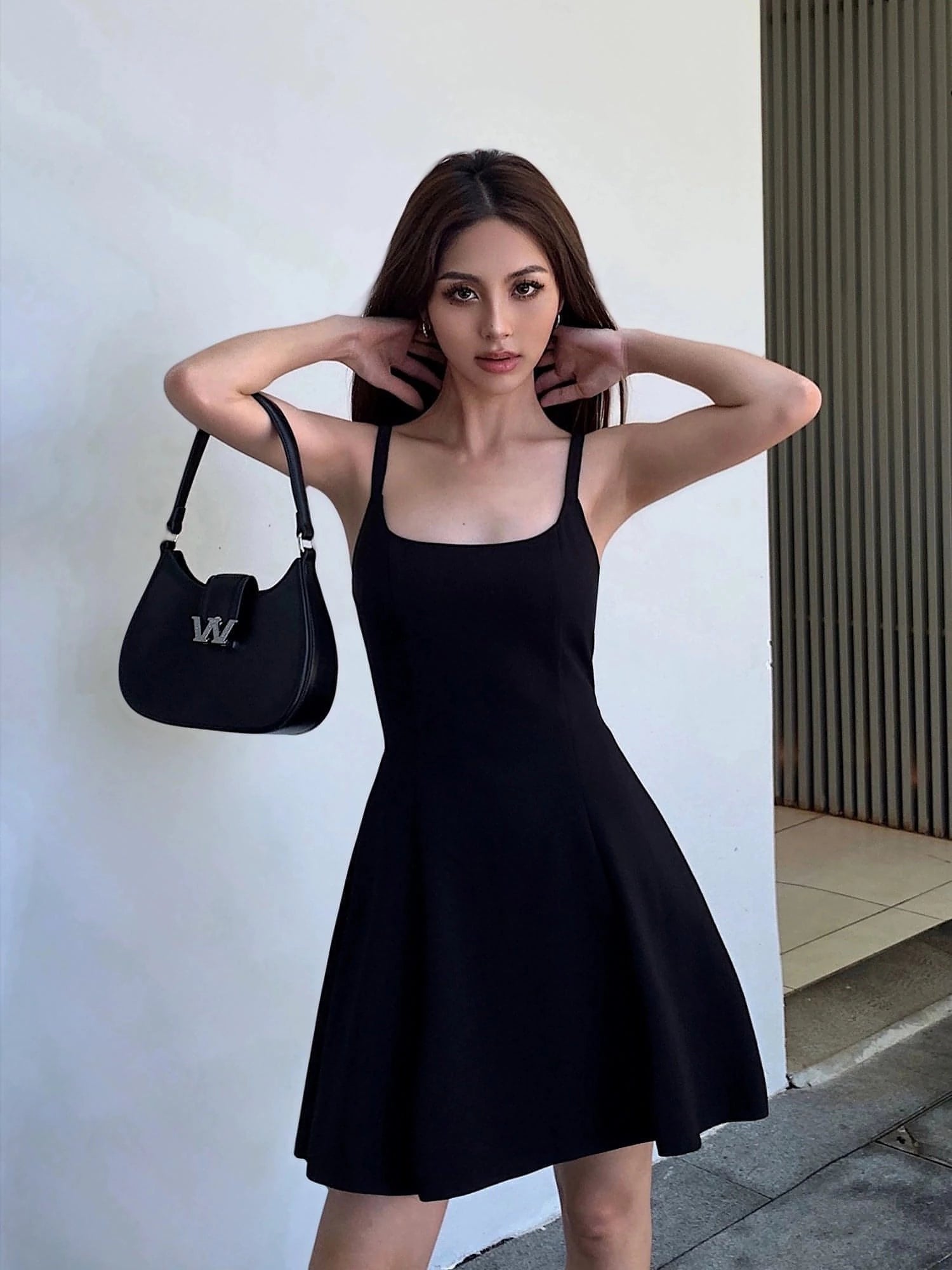 Summer Collection: Black Square-Neck A-Line Dress exclusive at Summer Collection: Black Square-Neck A-Line Dress exclusive at