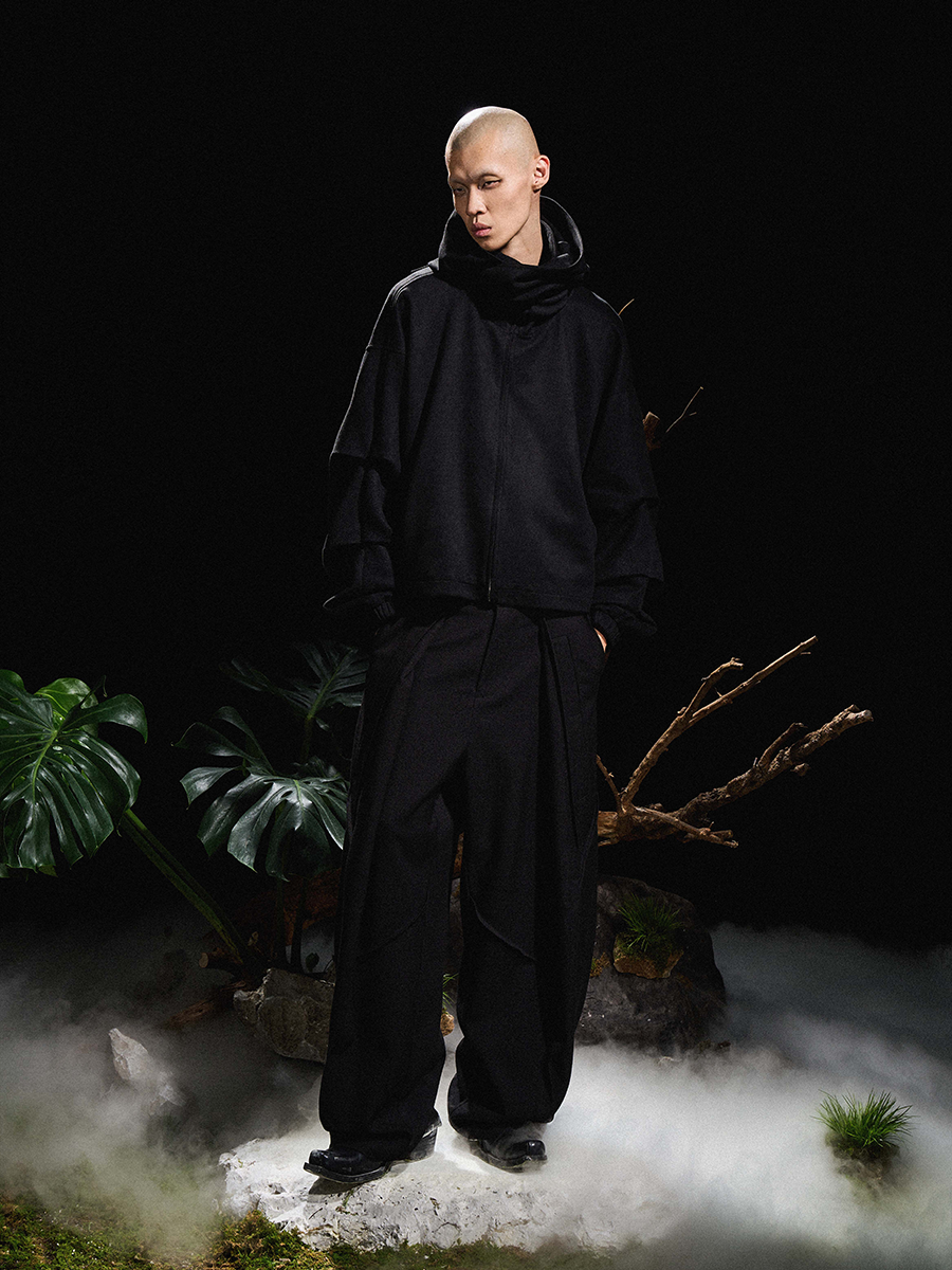 Sculpted Sleeve Funnel Neck Jacket