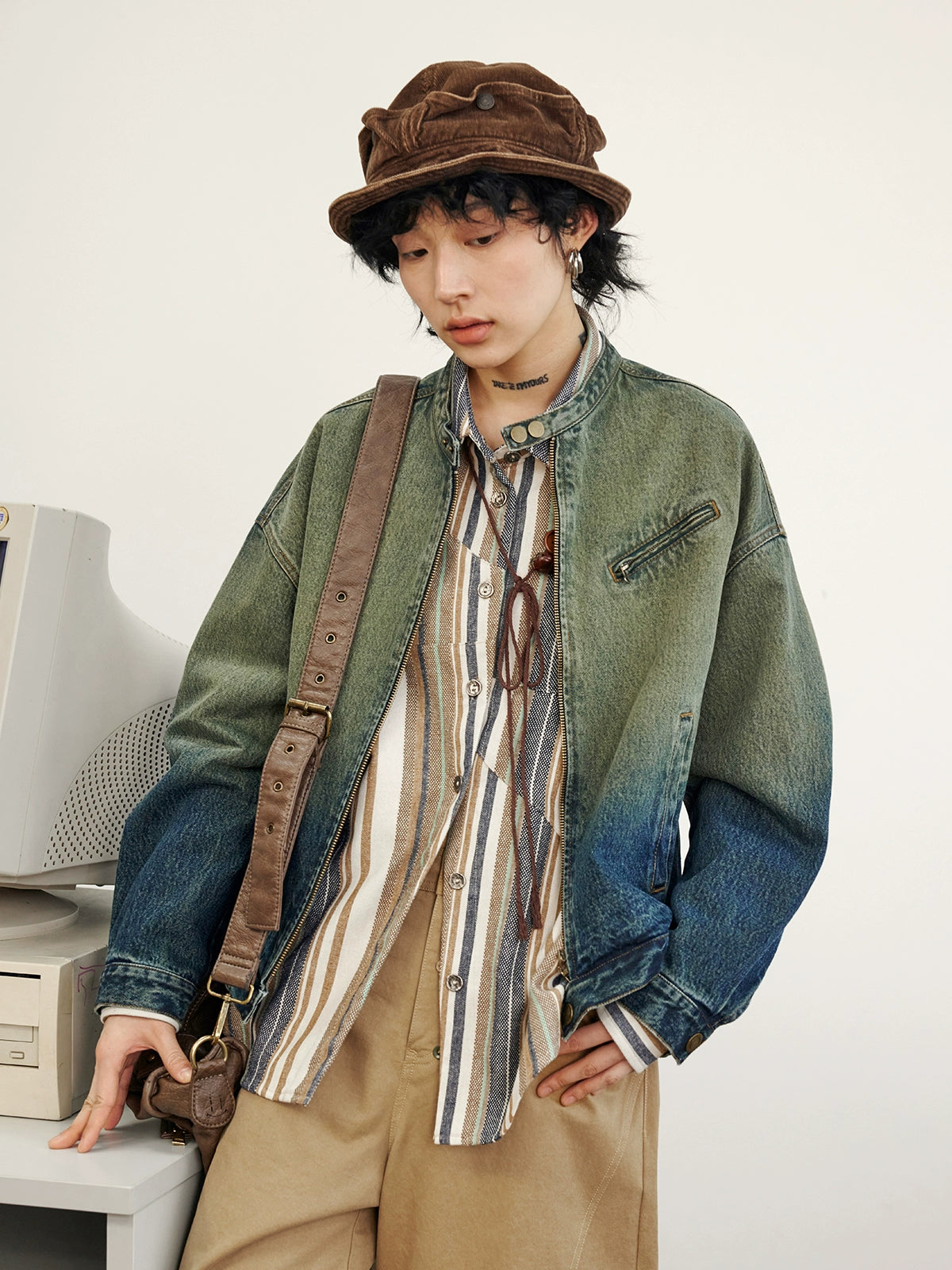 Veste en jean de gradient Octopusme