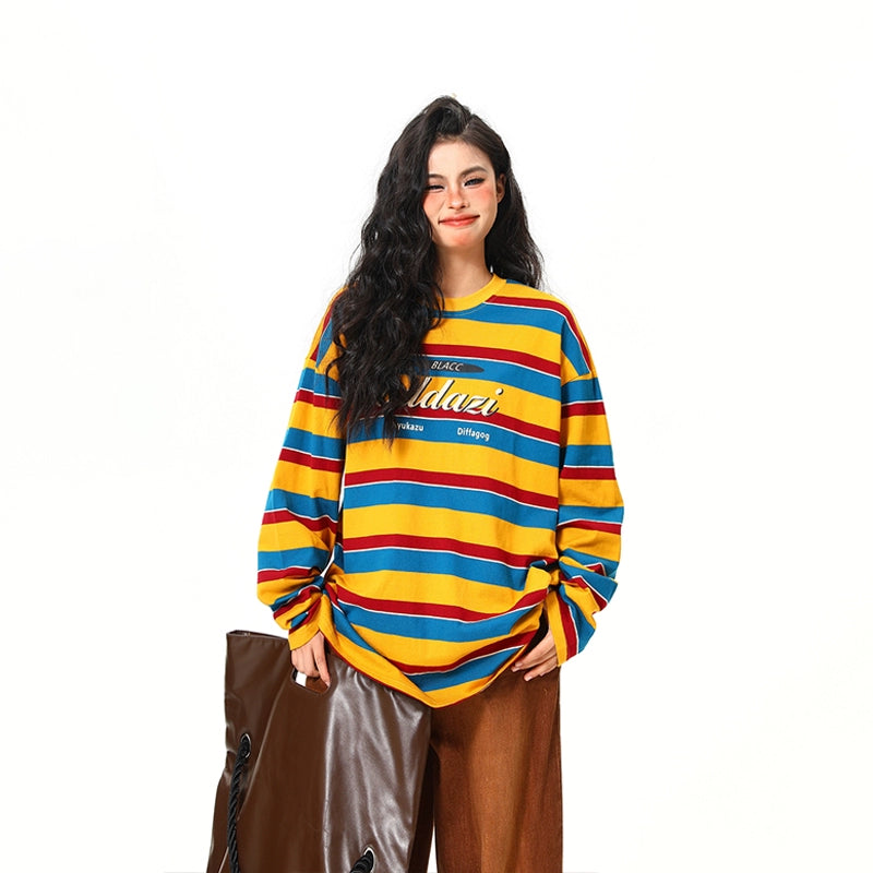 Wildazi Retro Striped Oversized Tee