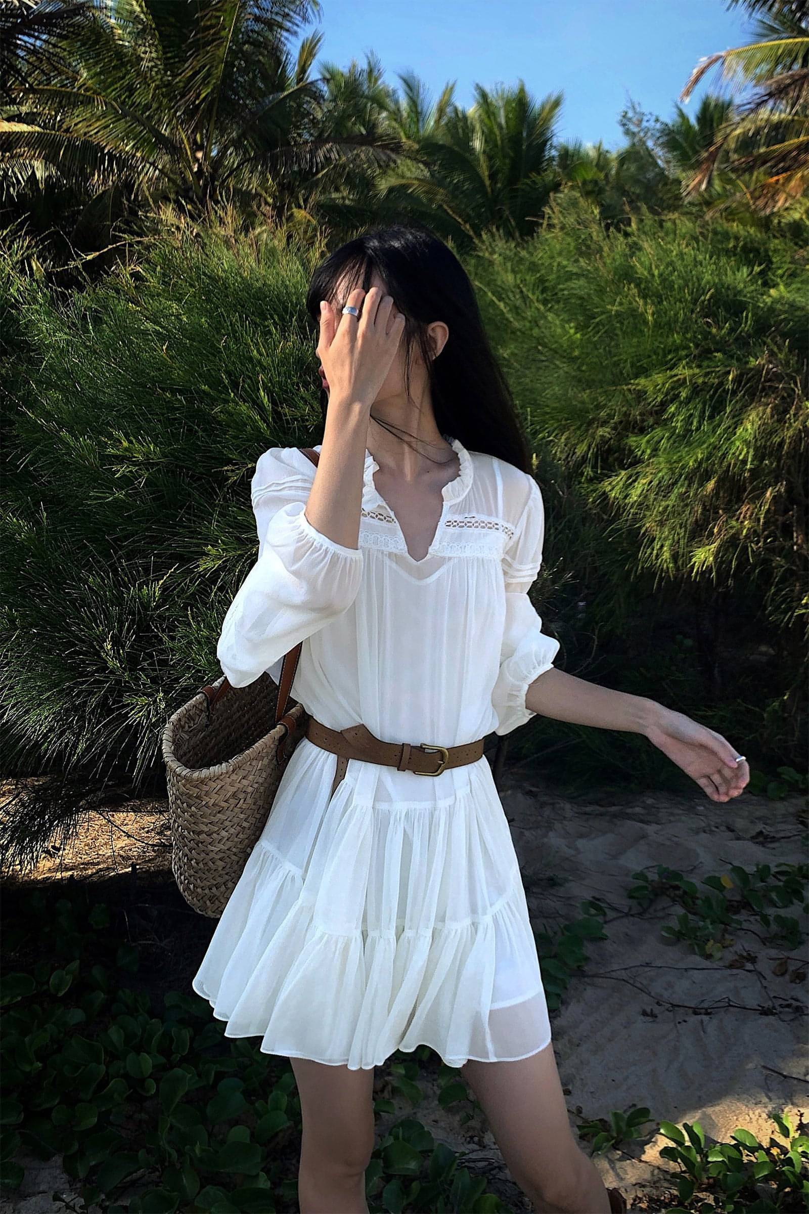 Summer French Style White Shirt Dress - chiclara