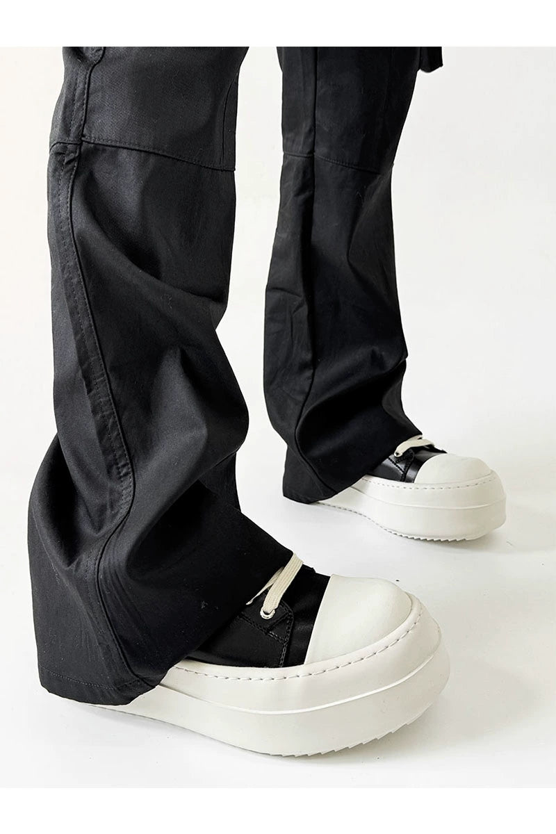 High-Top Black and White Chunky Platform Sneakers