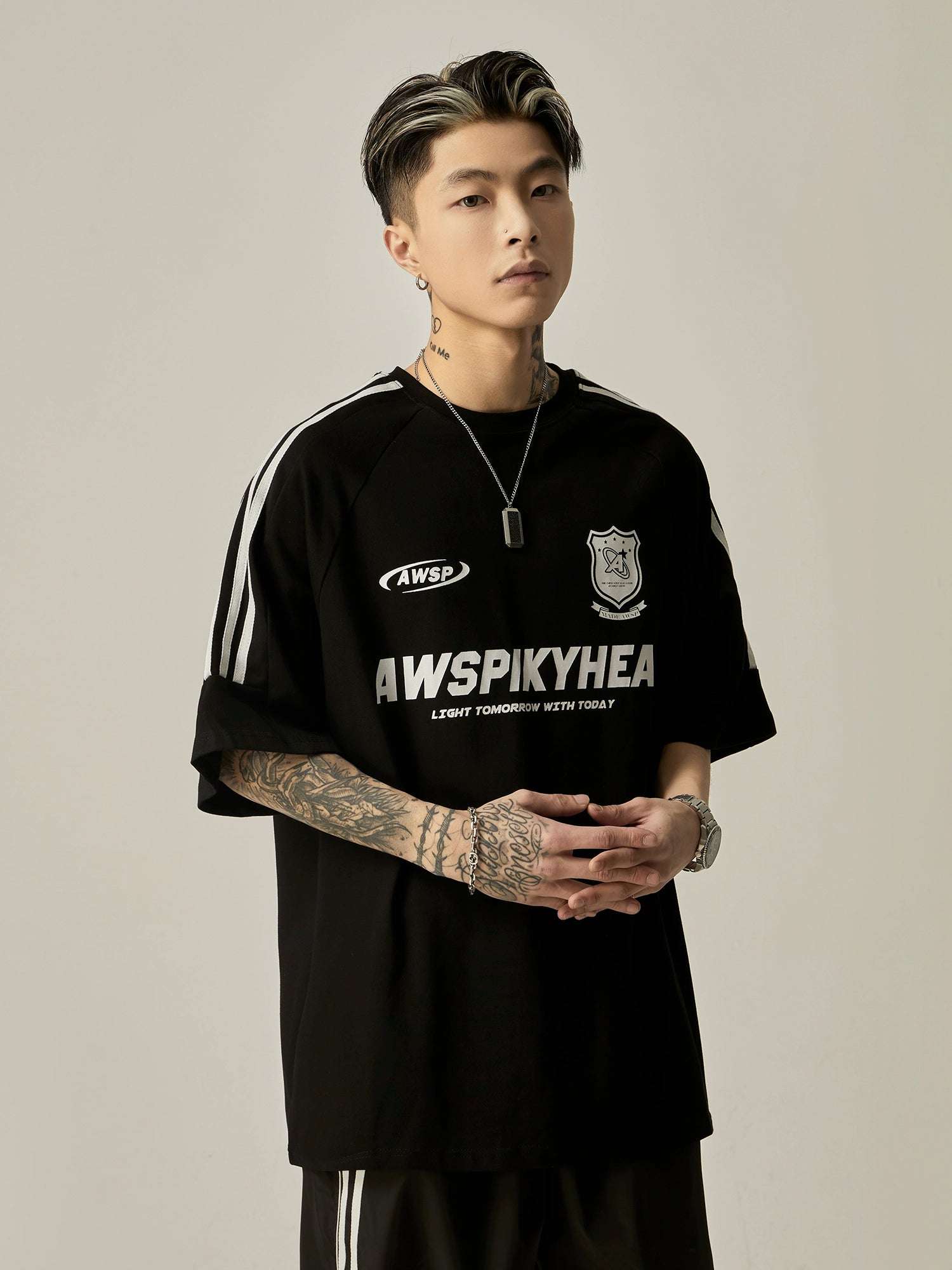 Oversized Grey Athletic Logo T-Shirt