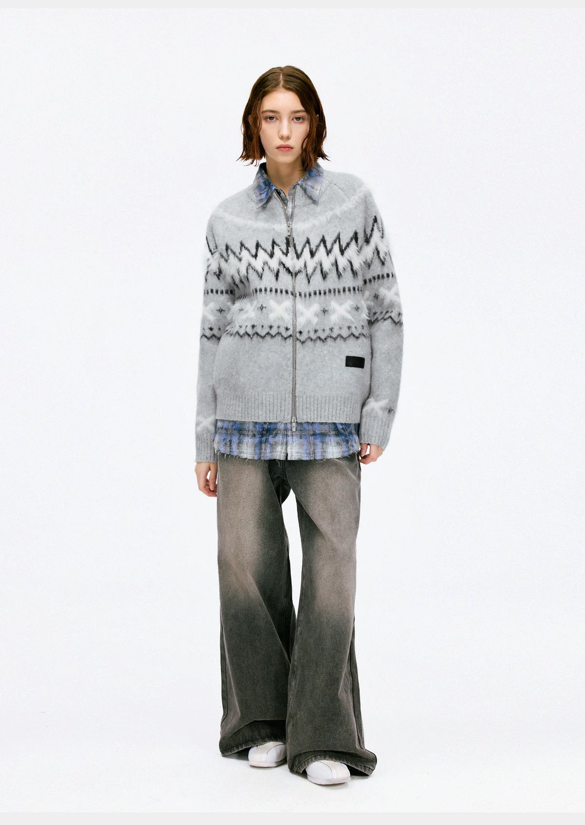 Nordic Frost Zip Knit Cardigan
