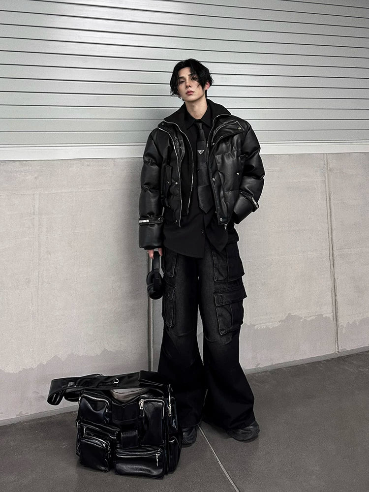 Nightcore Aegis Padded Leather Puffer Jacket