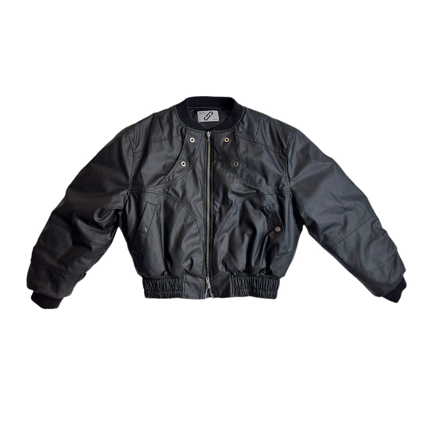 Circuit Panel Crop Bomber Jacket