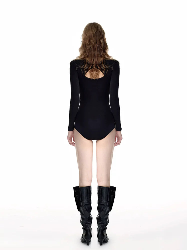 Noir Talisman Beaded Plunge One‑Piece
