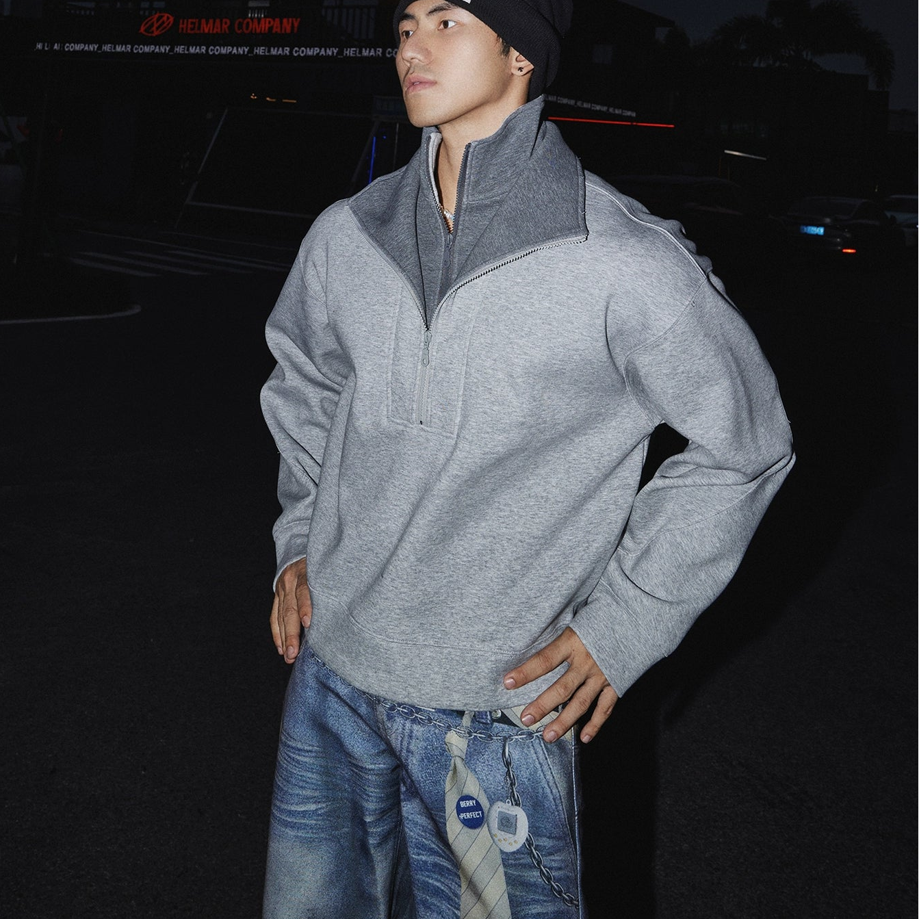 Classic Grey Quarter-Zip Pullover
