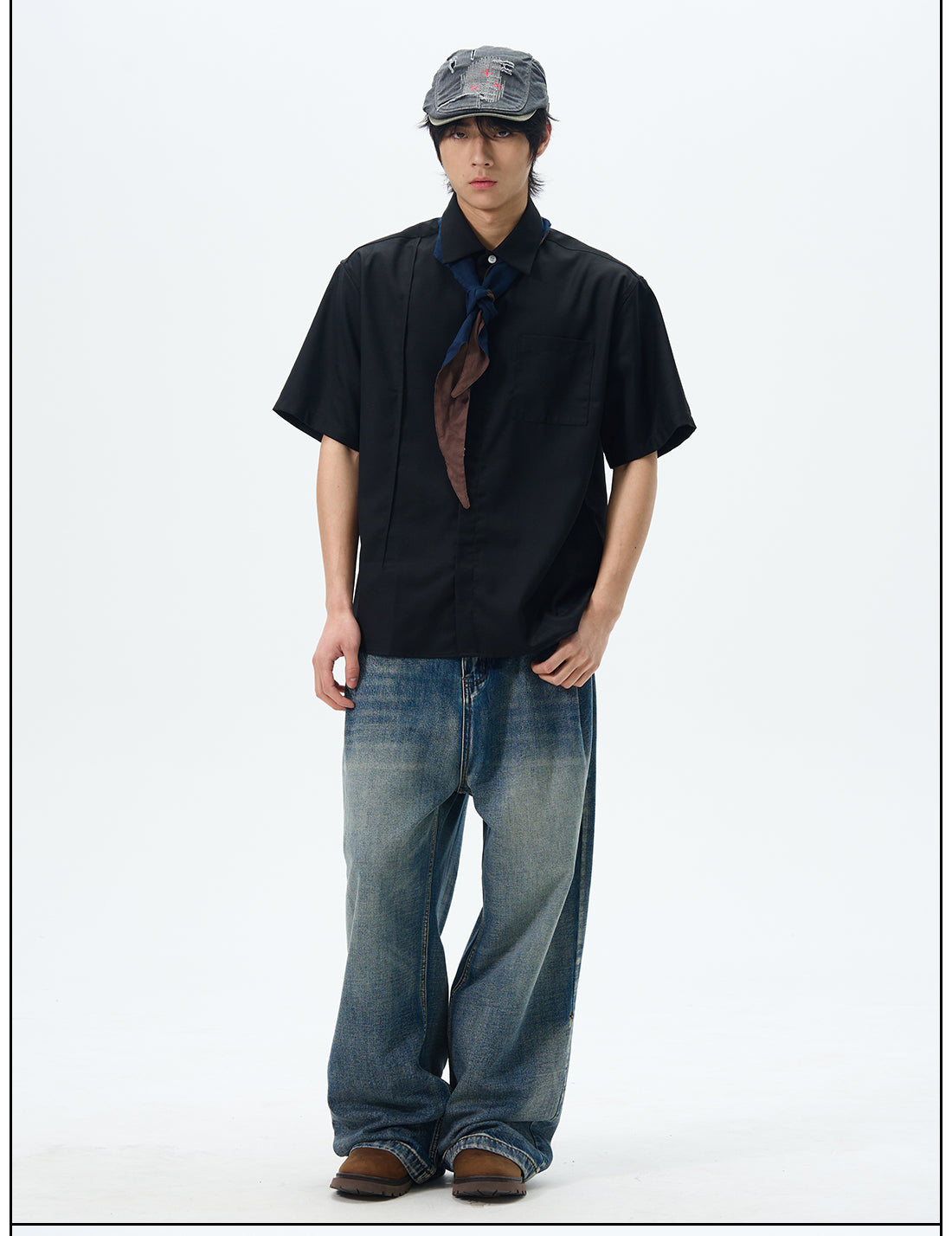 Relaxed Fit Faded Wide Leg Jeans