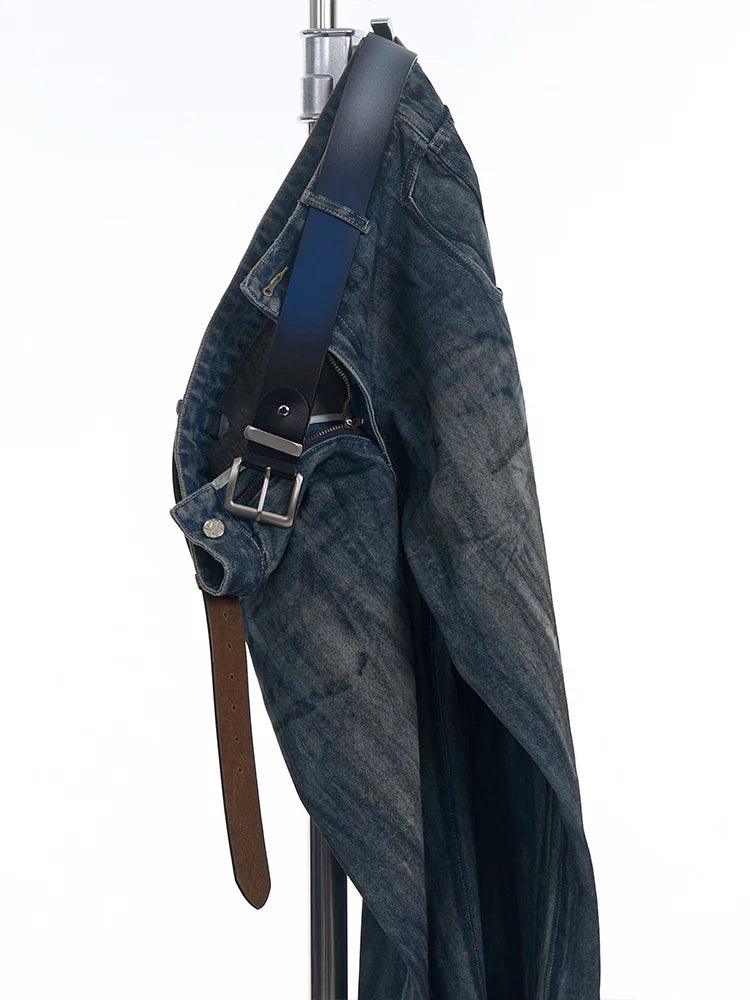 Gradient Spray-Painted Leather Belt