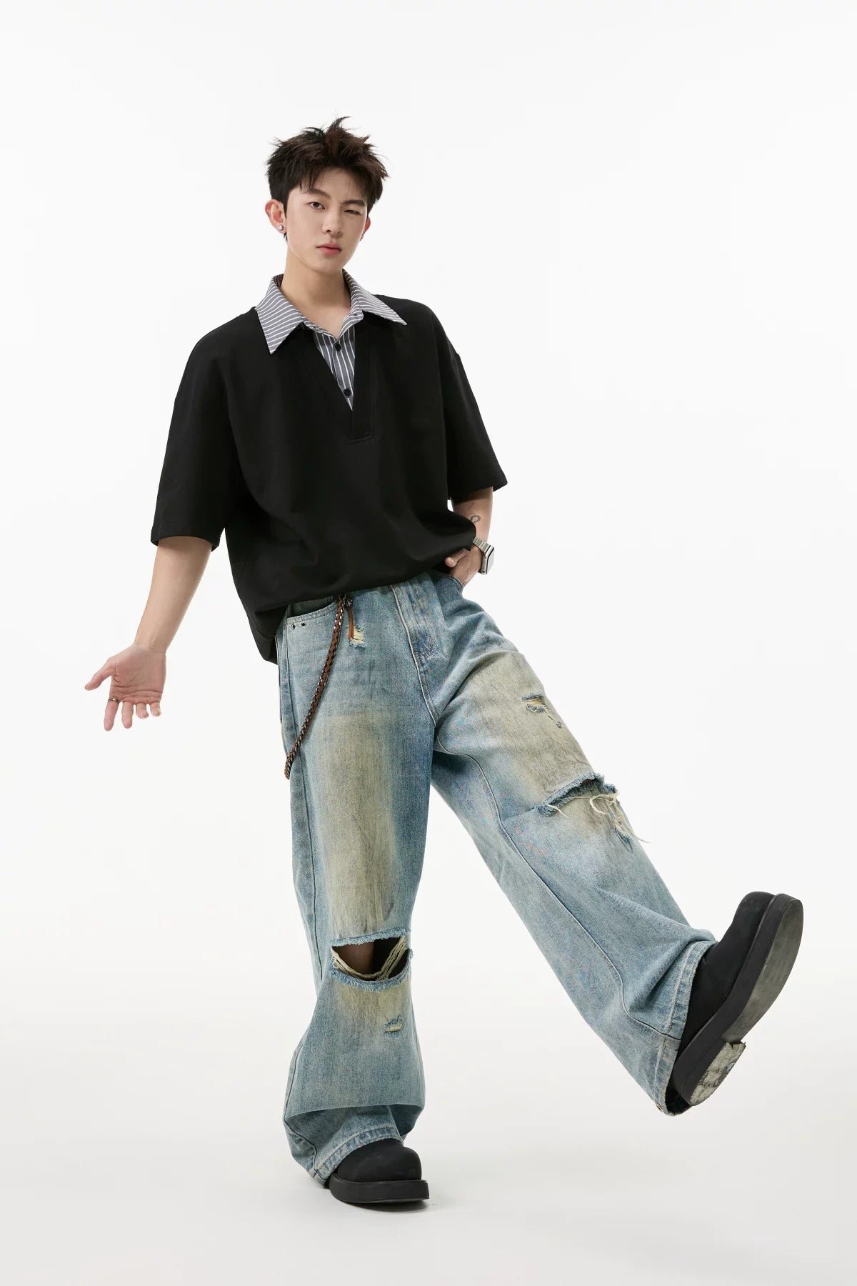 Layered Plunge Popover Polo