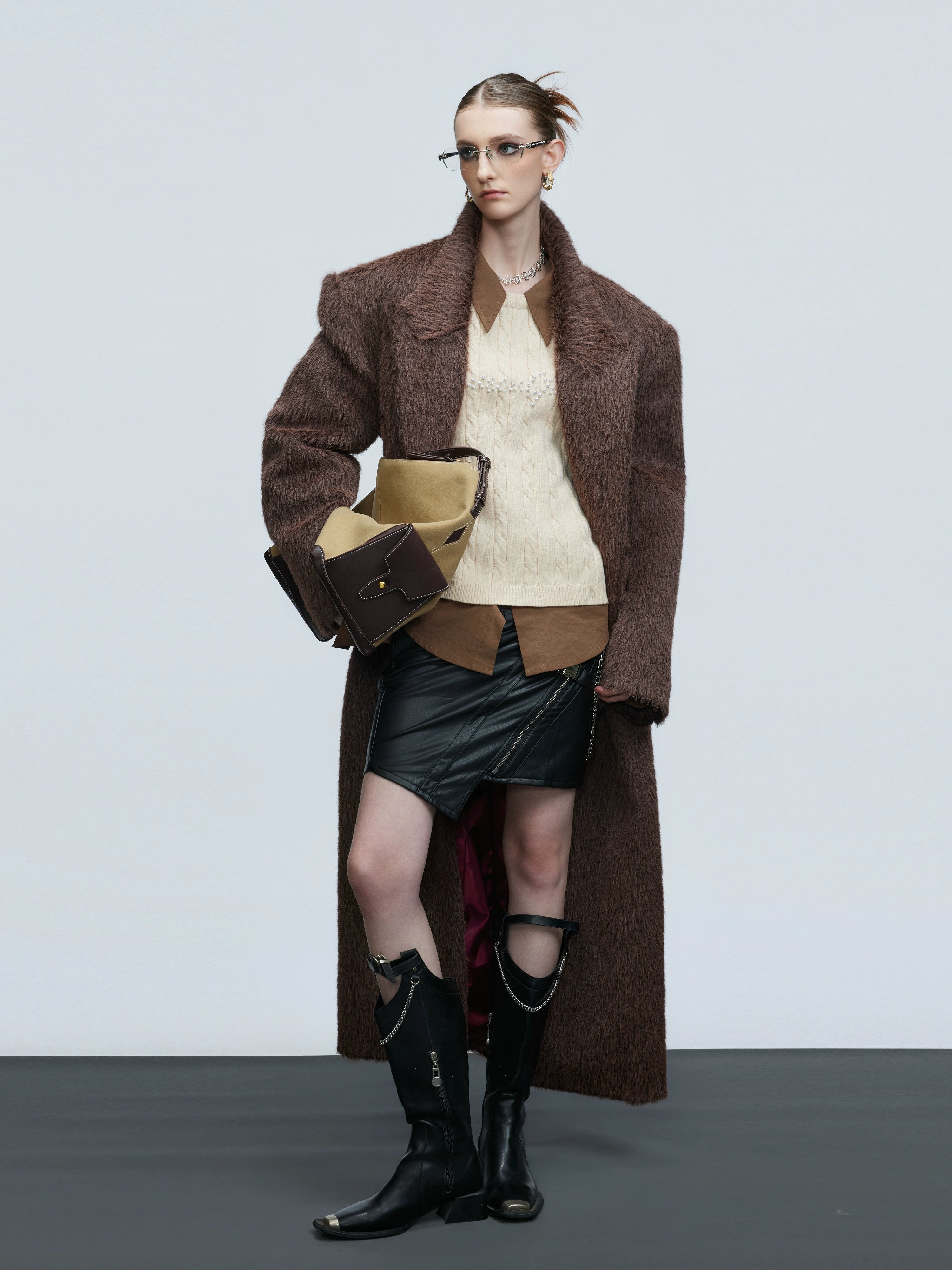 Obsidian Long Mohair Overcoat