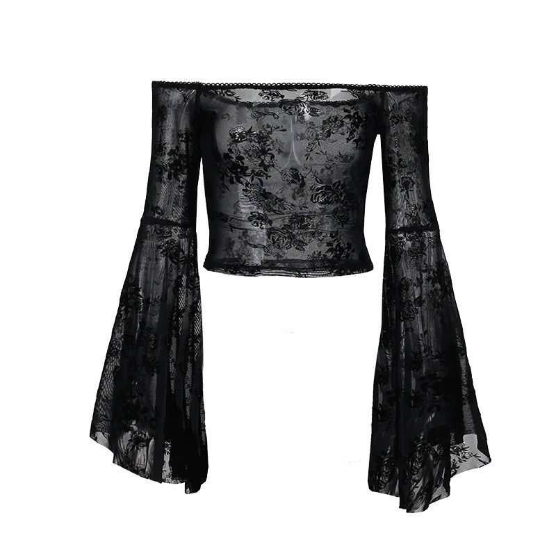 Wannathis Gothic Lolita Mini Jupe - Rouffle noire à la taille à lacets et chaînes transversales