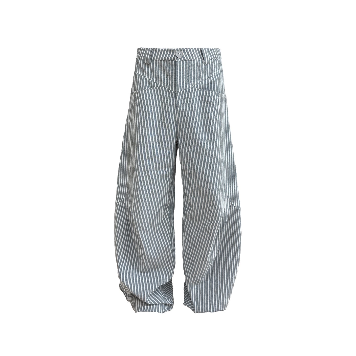 Vertical-Stripe Wide-Leg Balloon Trousers