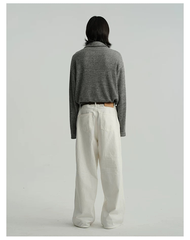 Crisp White Wide-Leg Balloon Trousers