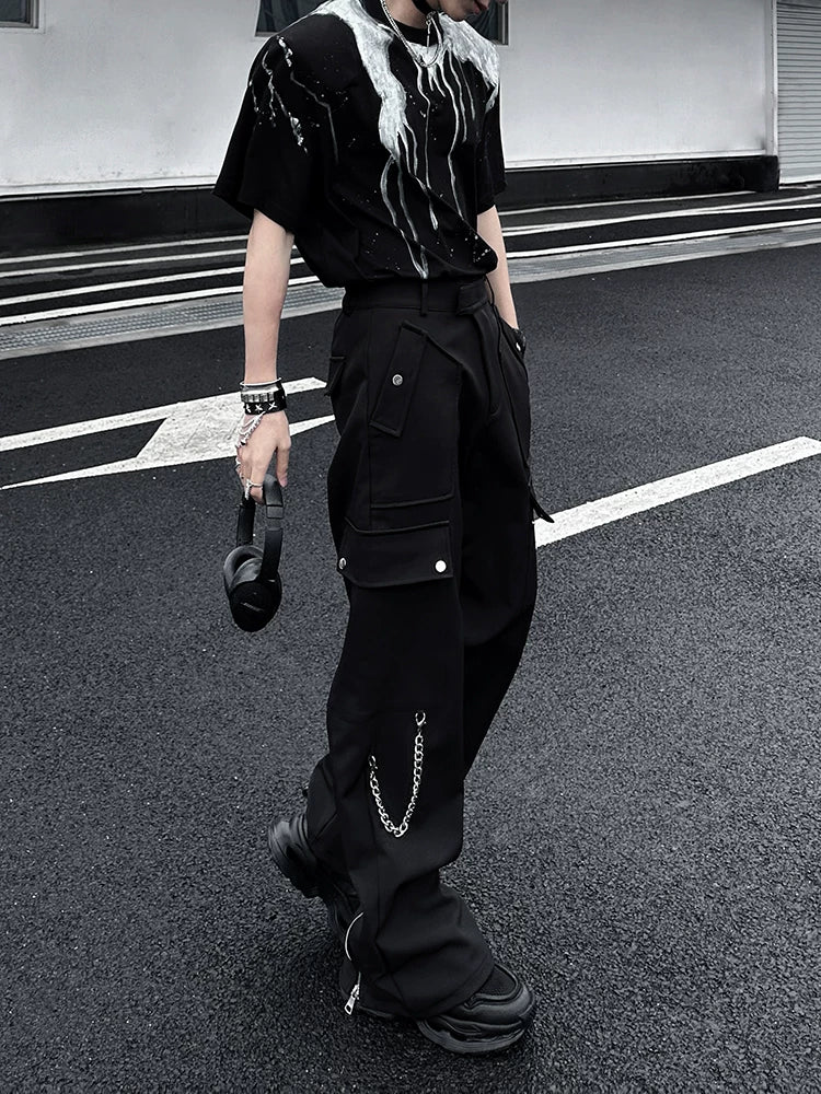 Abyss Split-Zip Chain Flare Pants