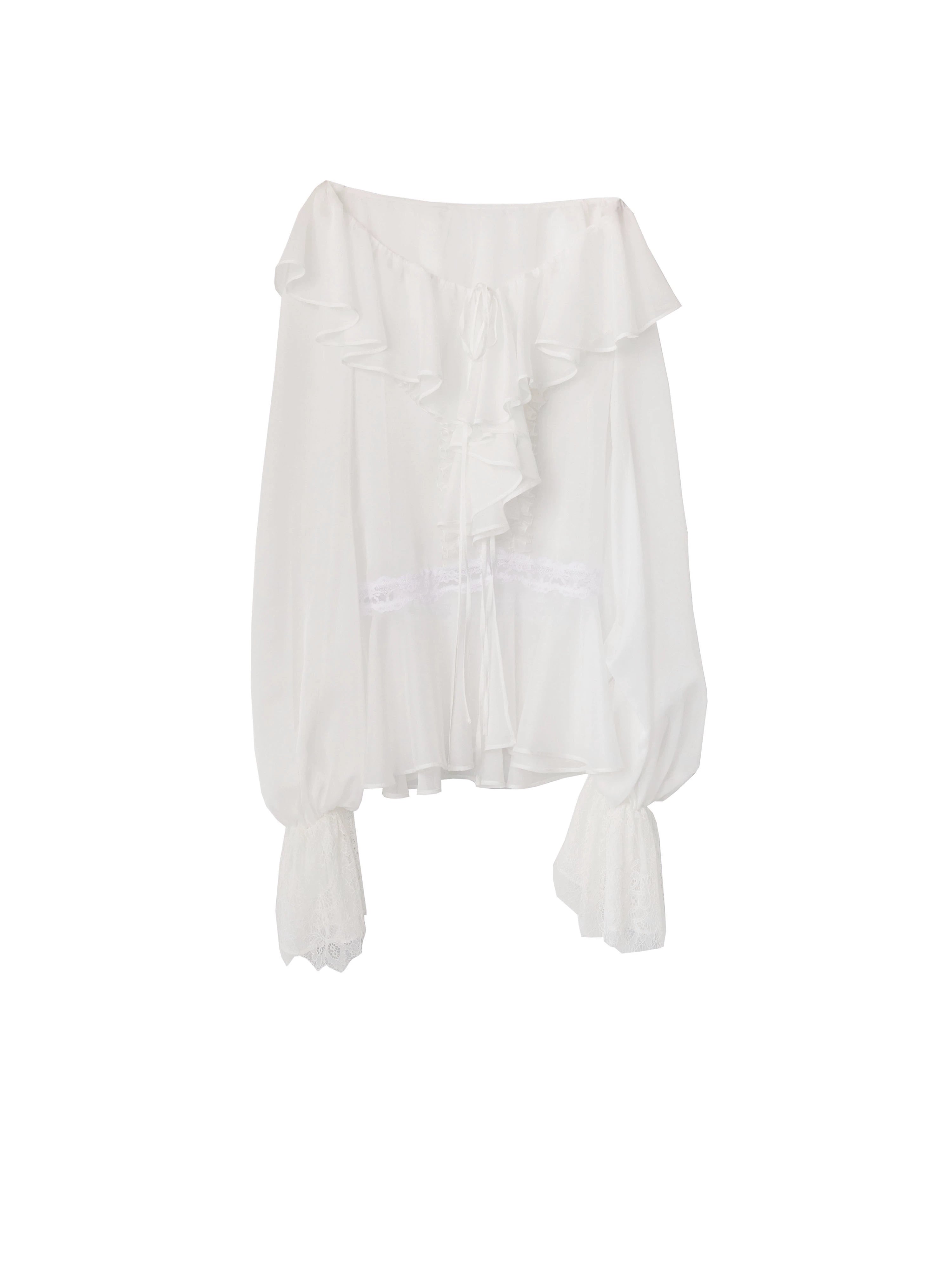 Ruffled White Off-Shoulder Romantic Blouse