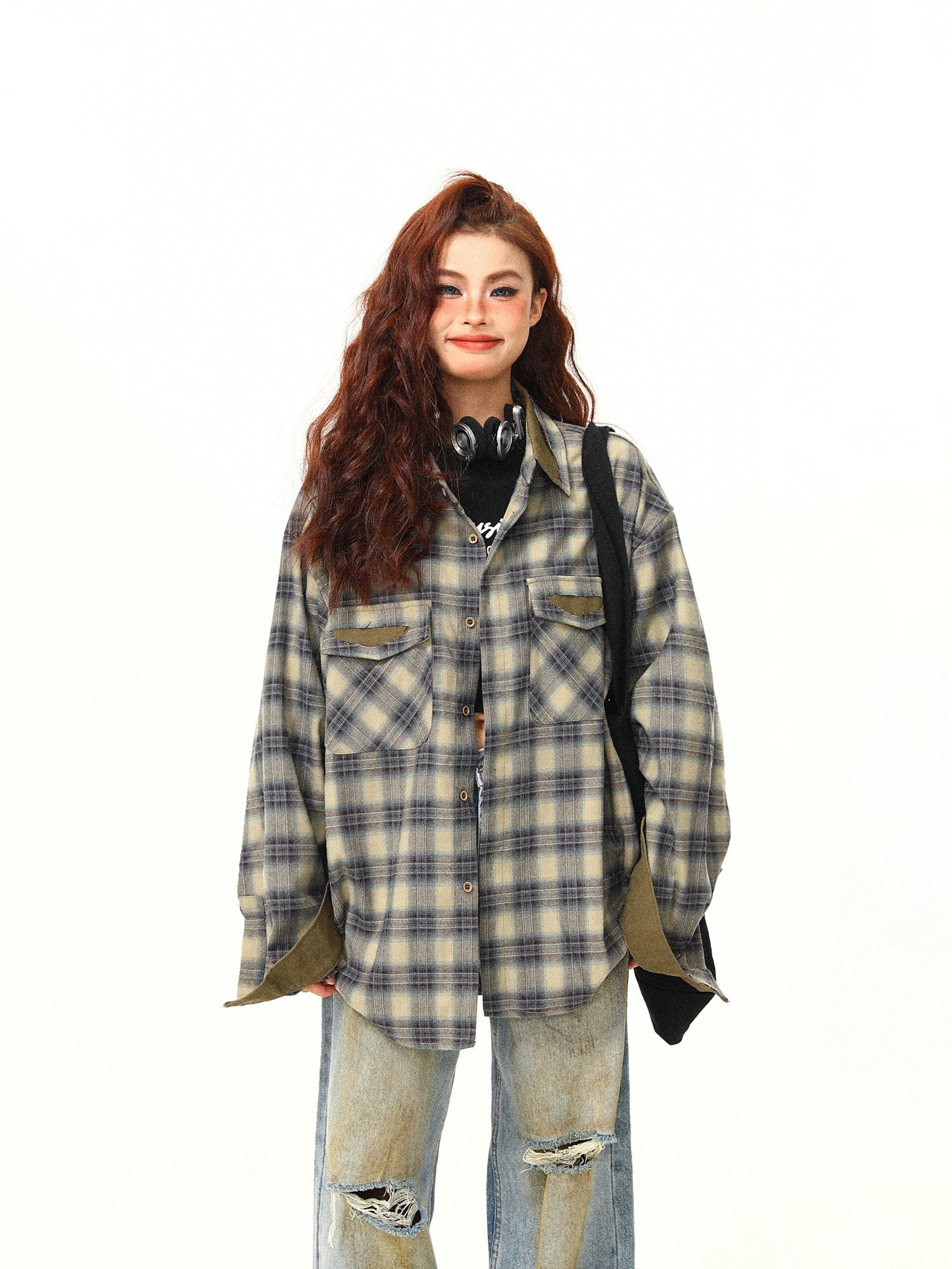Oversized Plaid Flannel Street Shirt
