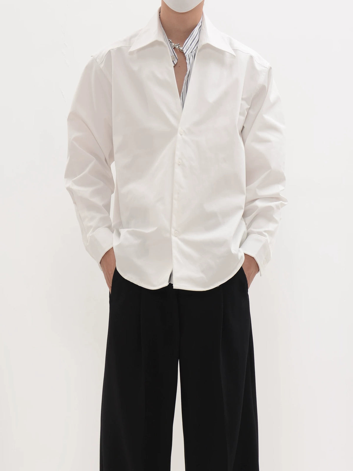 Layered Collar Relaxed Button Front Shirt