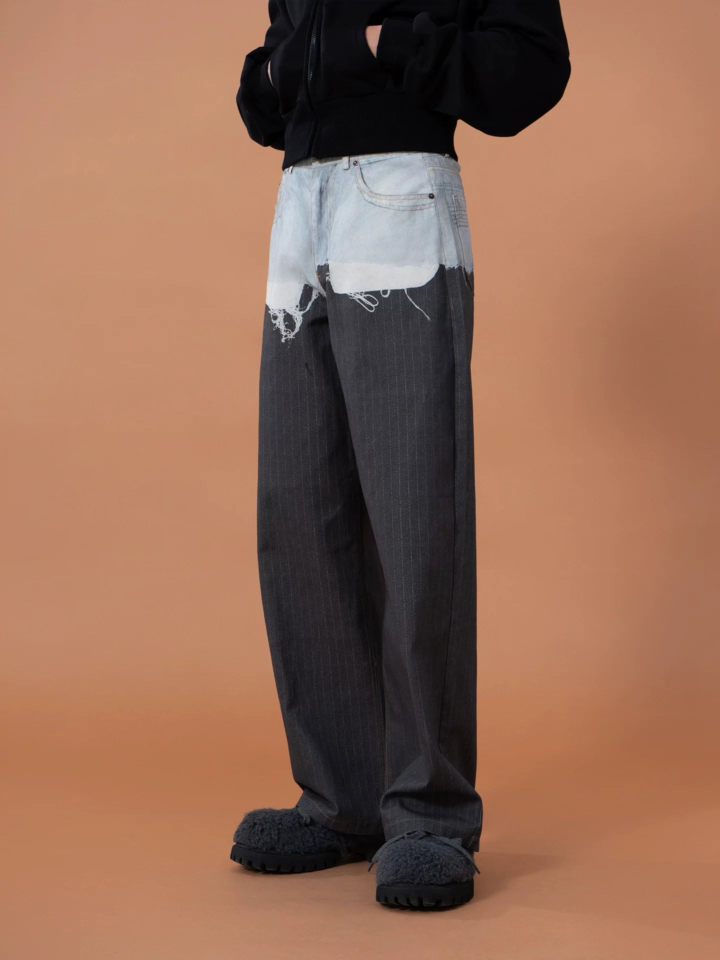 Pinstripe Splice Denim Yoke Trousers