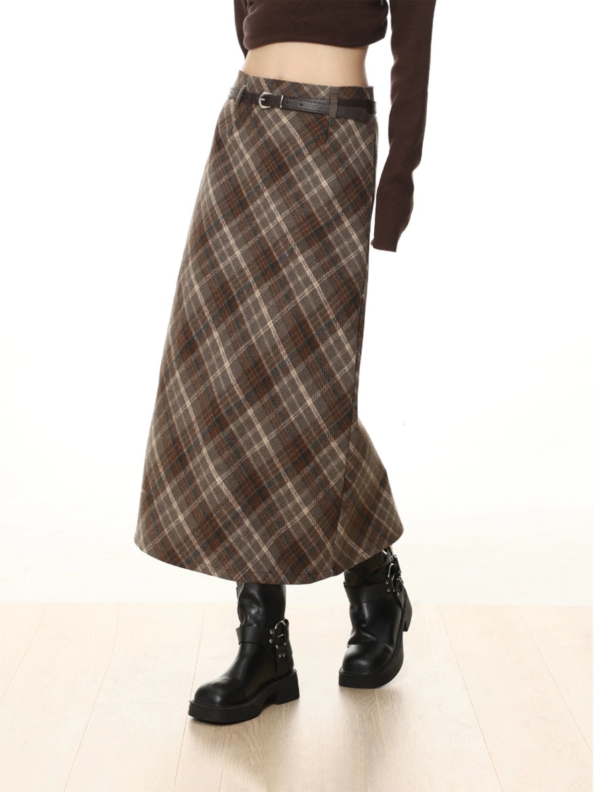 Jupe à carreaux à taille haute