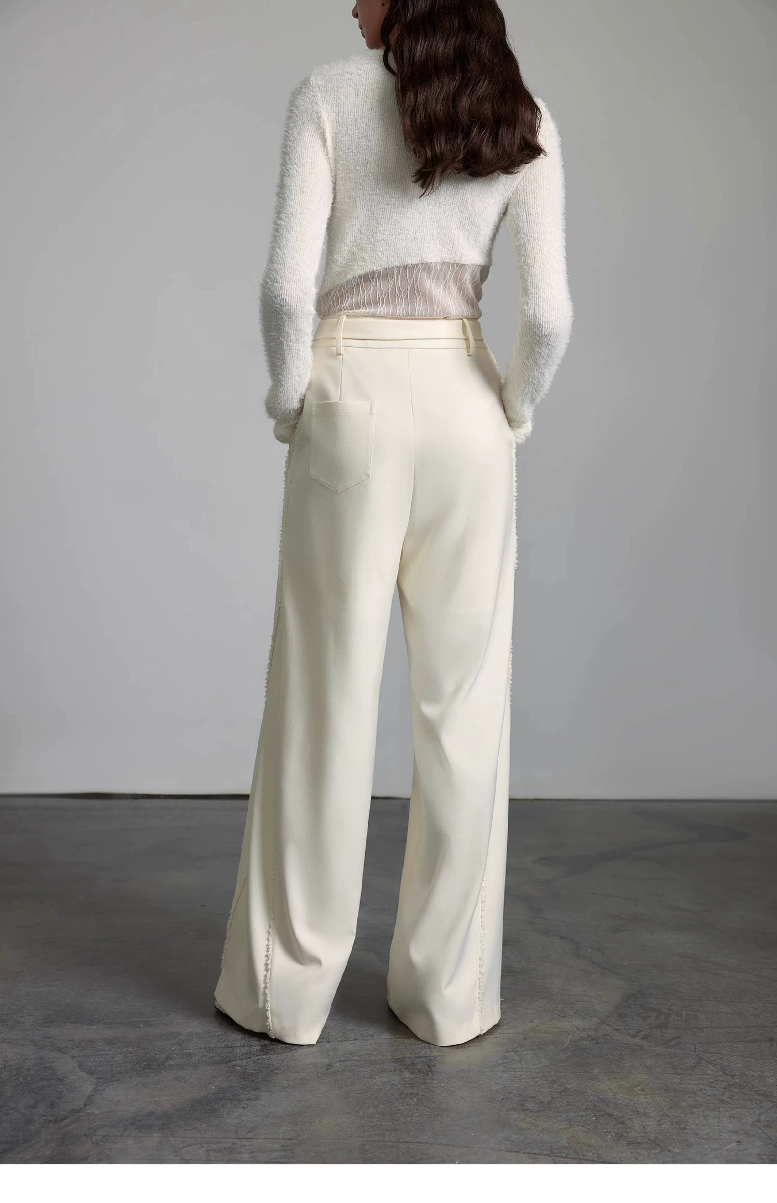 와이드 레그 크림 팬츠