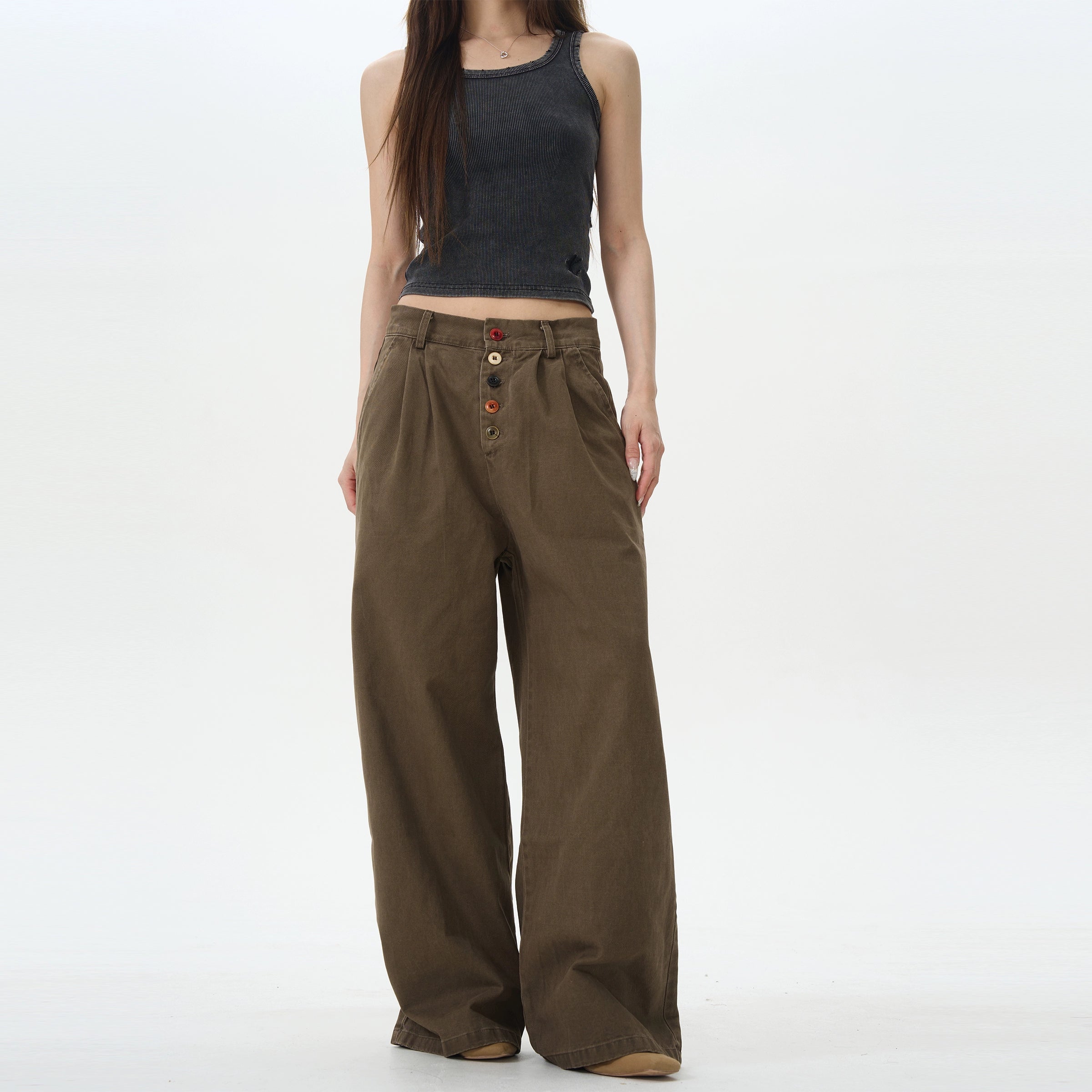 Wide Brown Oversized Combat Trousers