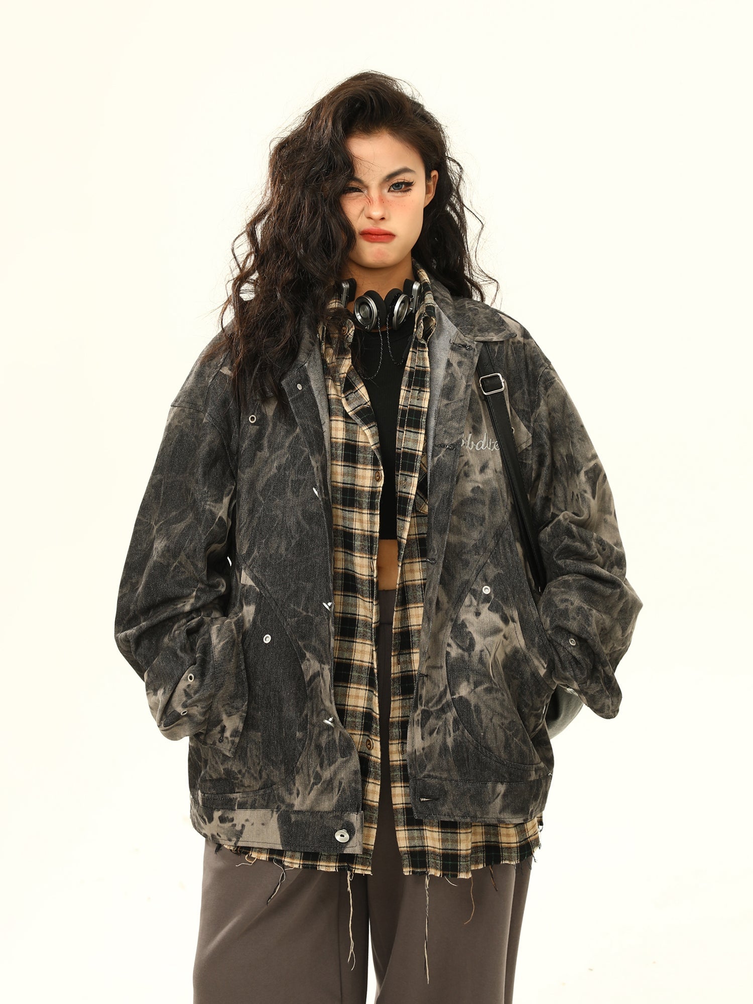 Veste grunge en denim de tie-dye
