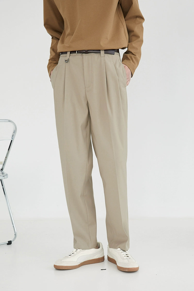 Pantalones de vestir de confort de doble plato