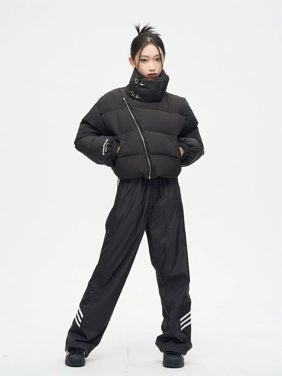 Wide-Leg Track Pants with Side Stripes