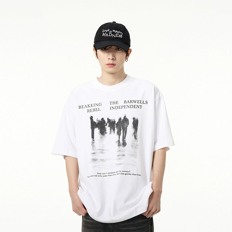 Oversized Crowd Graphic T-Shirt