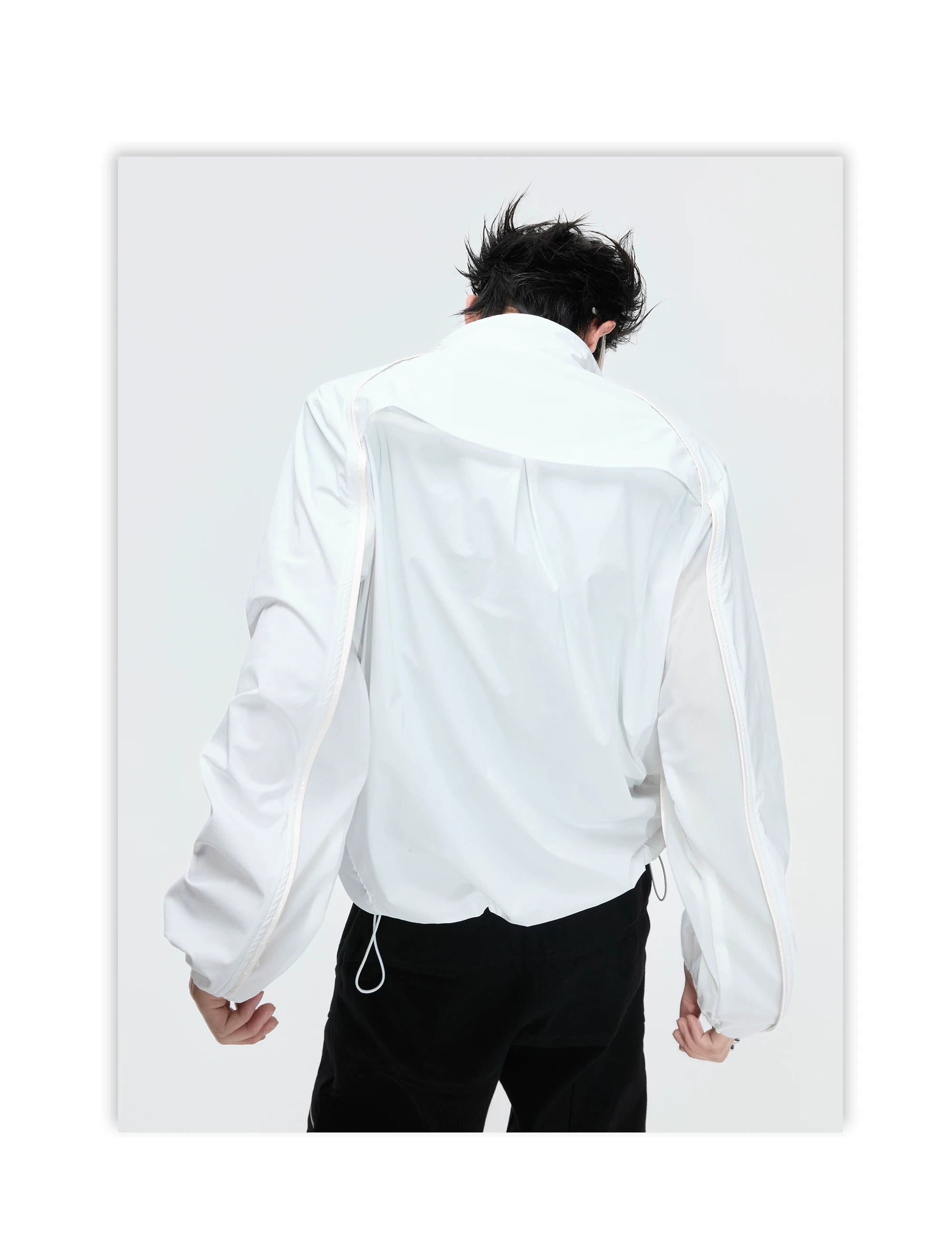 Embroidered Yoke Zip Front Windbreaker