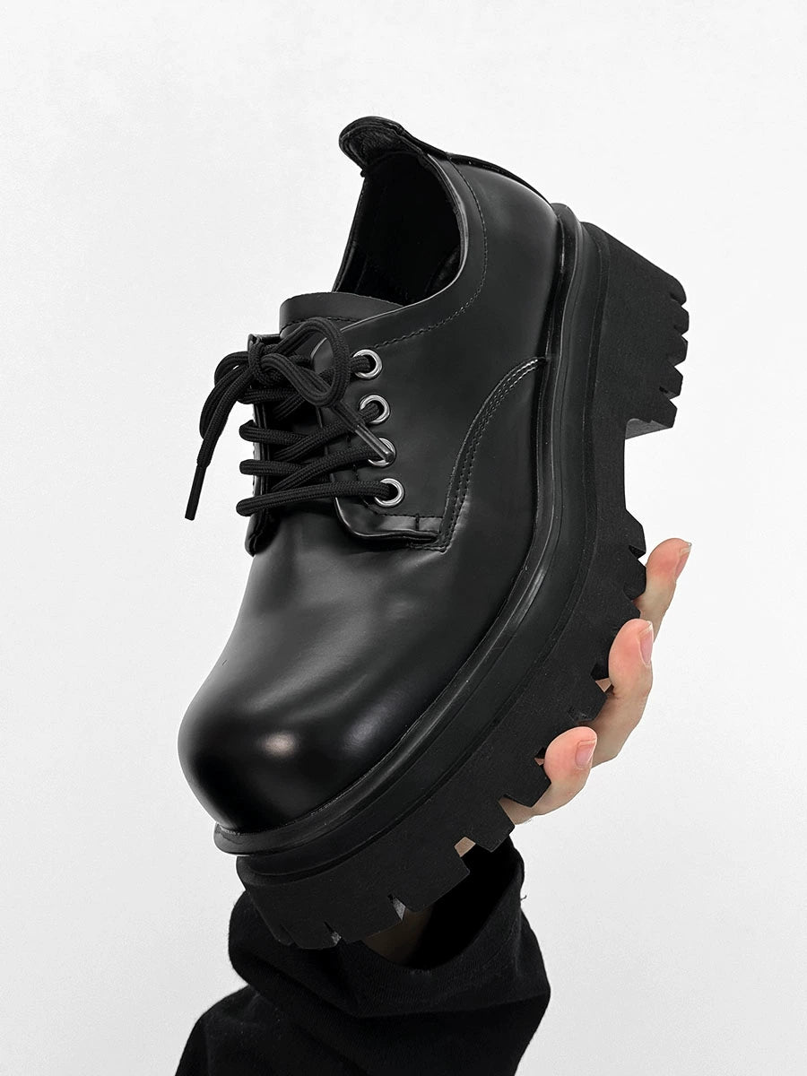 Chunky Black Robust Platform Derby Shoes