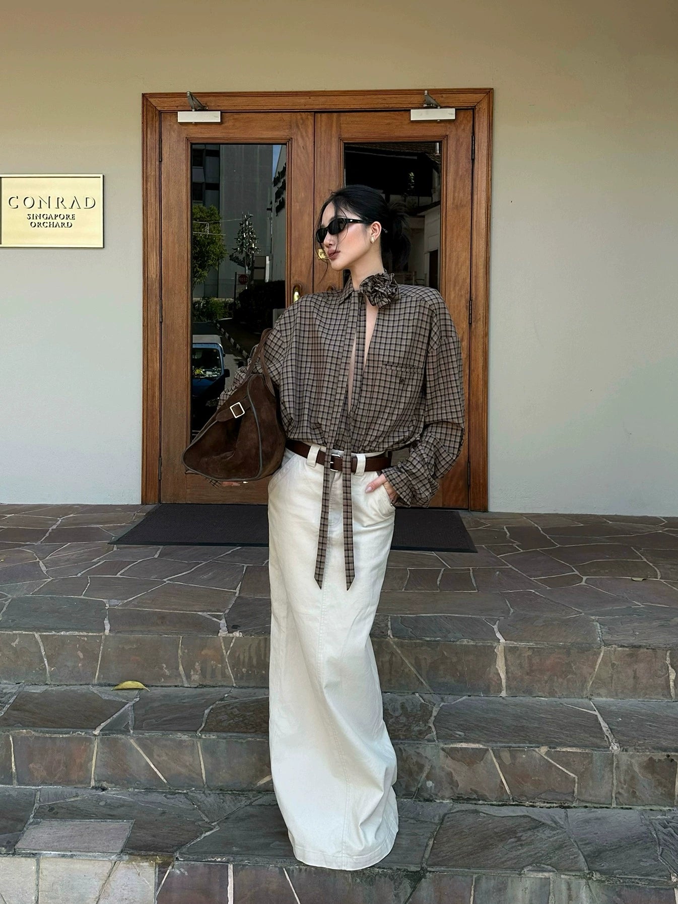 Beige High Waist Maxi Skirt