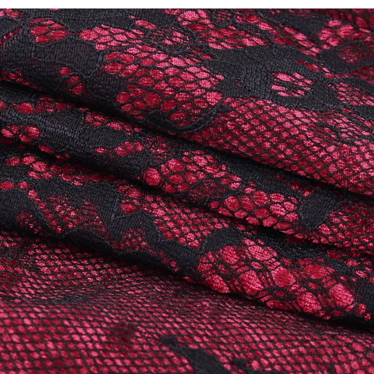 Conjunto de terciopelo gótico de Wannathis - Bodysuit de encaje sin hombros con sirena floral Maxi falda