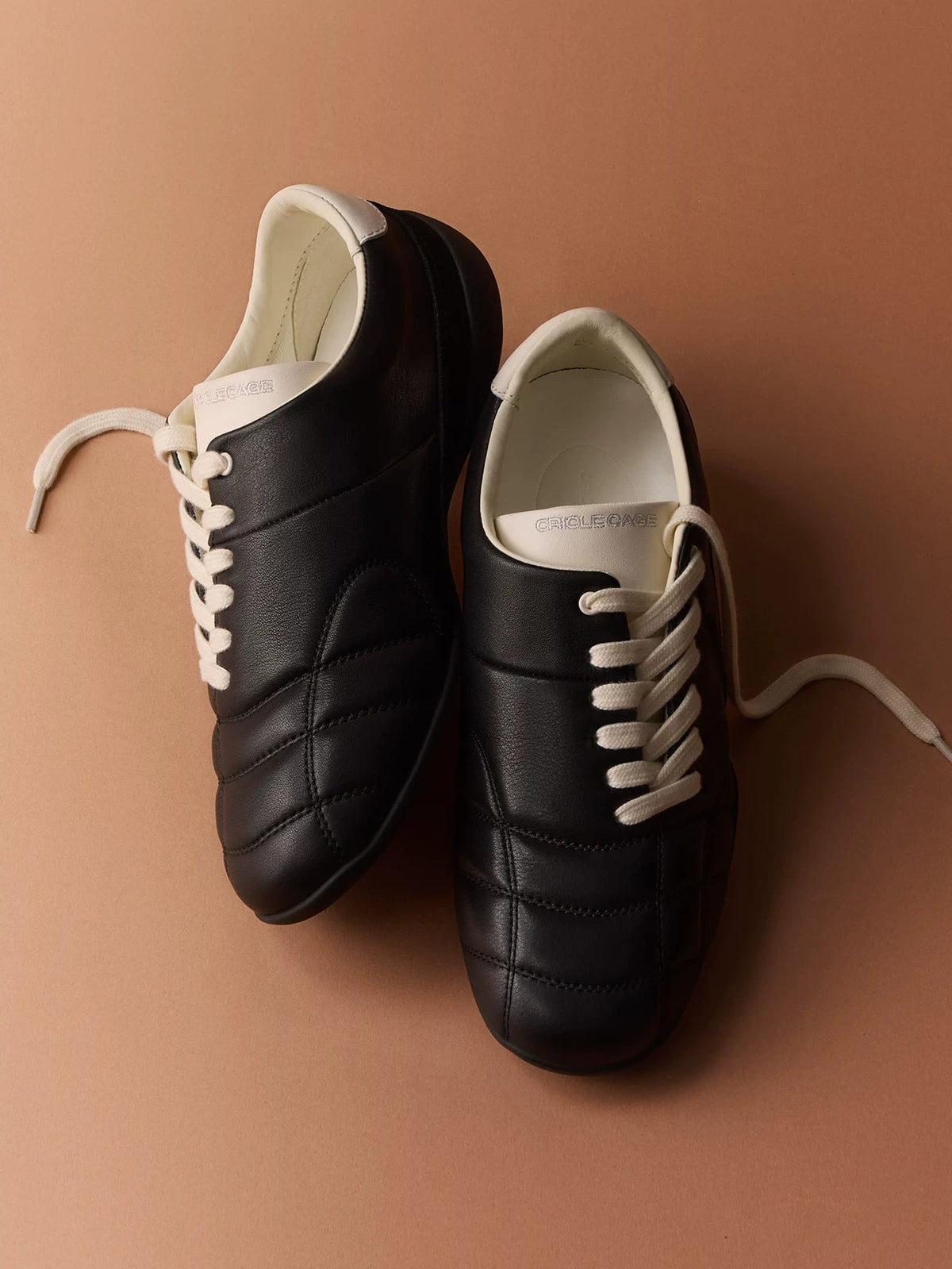 Quilted Leather Retro Lace-Up Sneakers