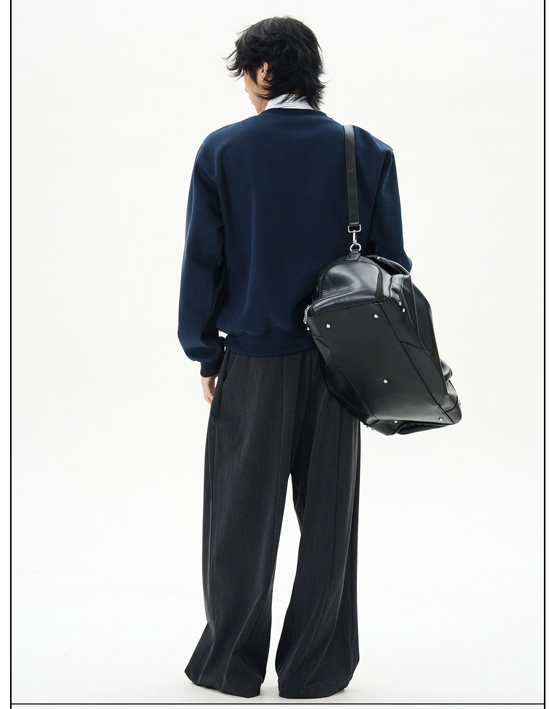 Navy Notch-Neck Sweatshirt