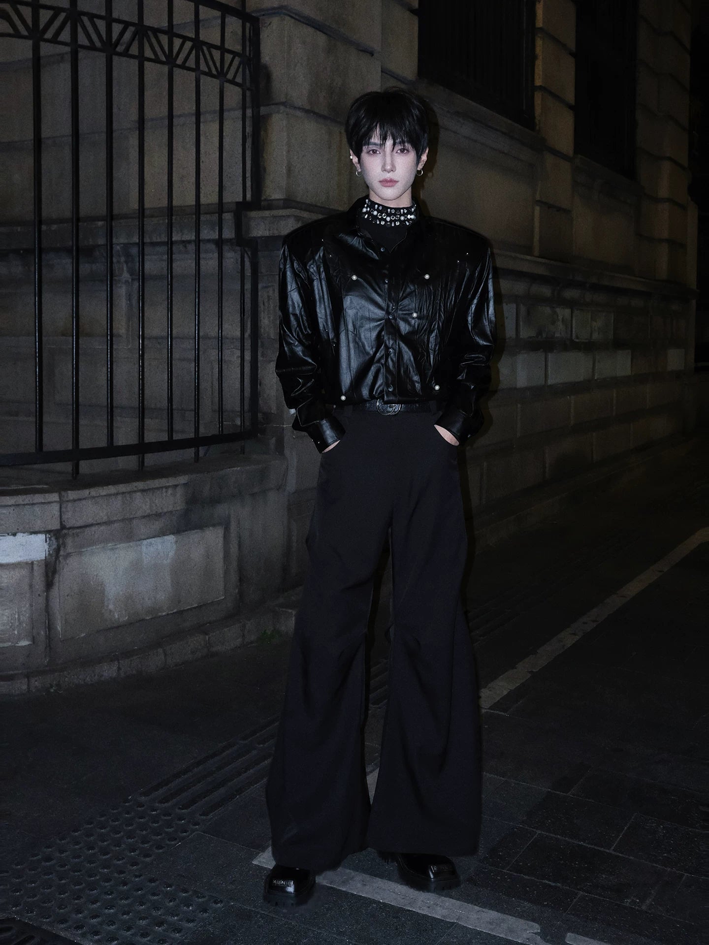 Midnight Prism Stud-Leather Eclipse Shirt