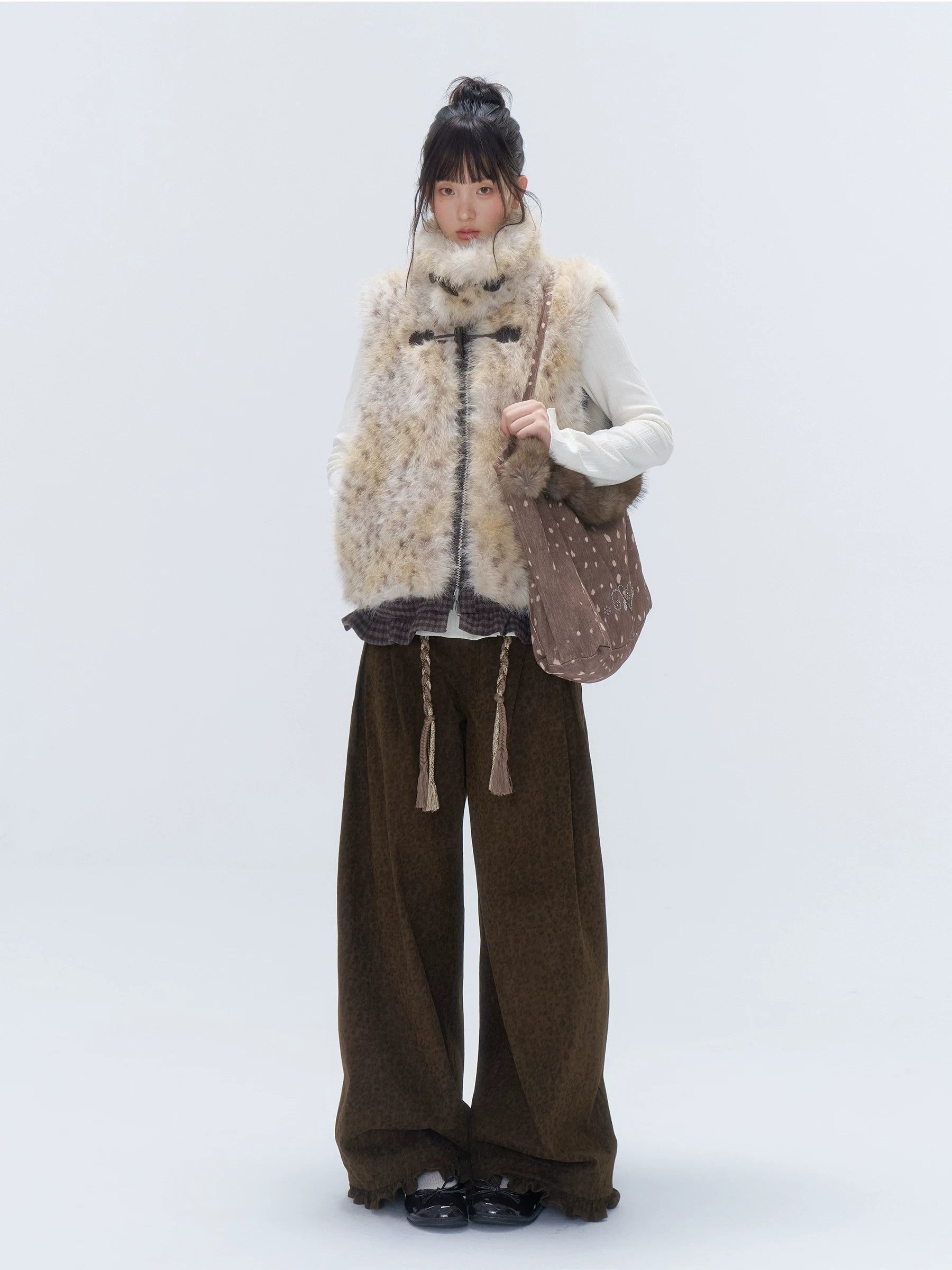 Faux-Fur Deer Rhinestone Tote Bag - view 2