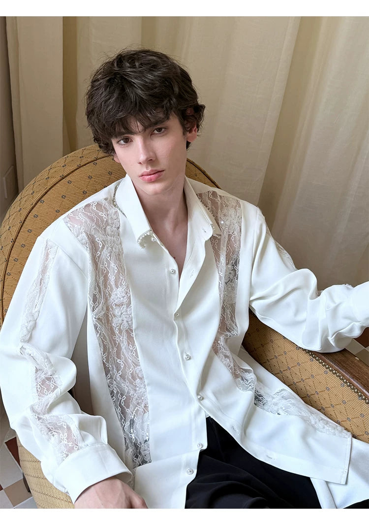 Ivory Reverie Pearl Lace Shirt