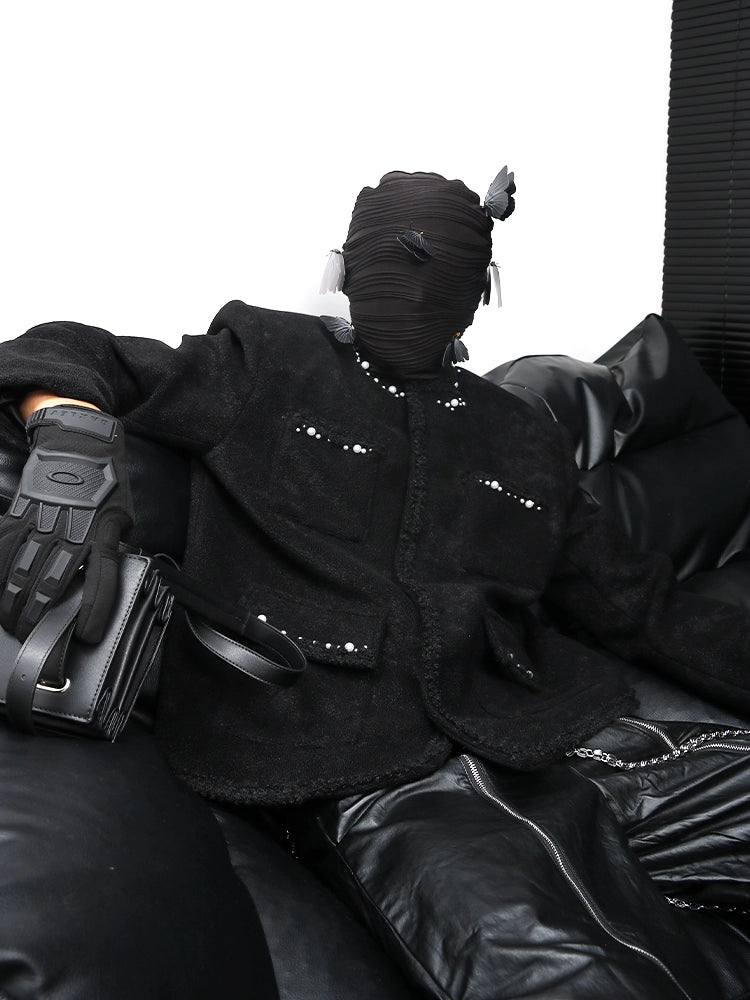 Studded Black Wool Blend Jacket