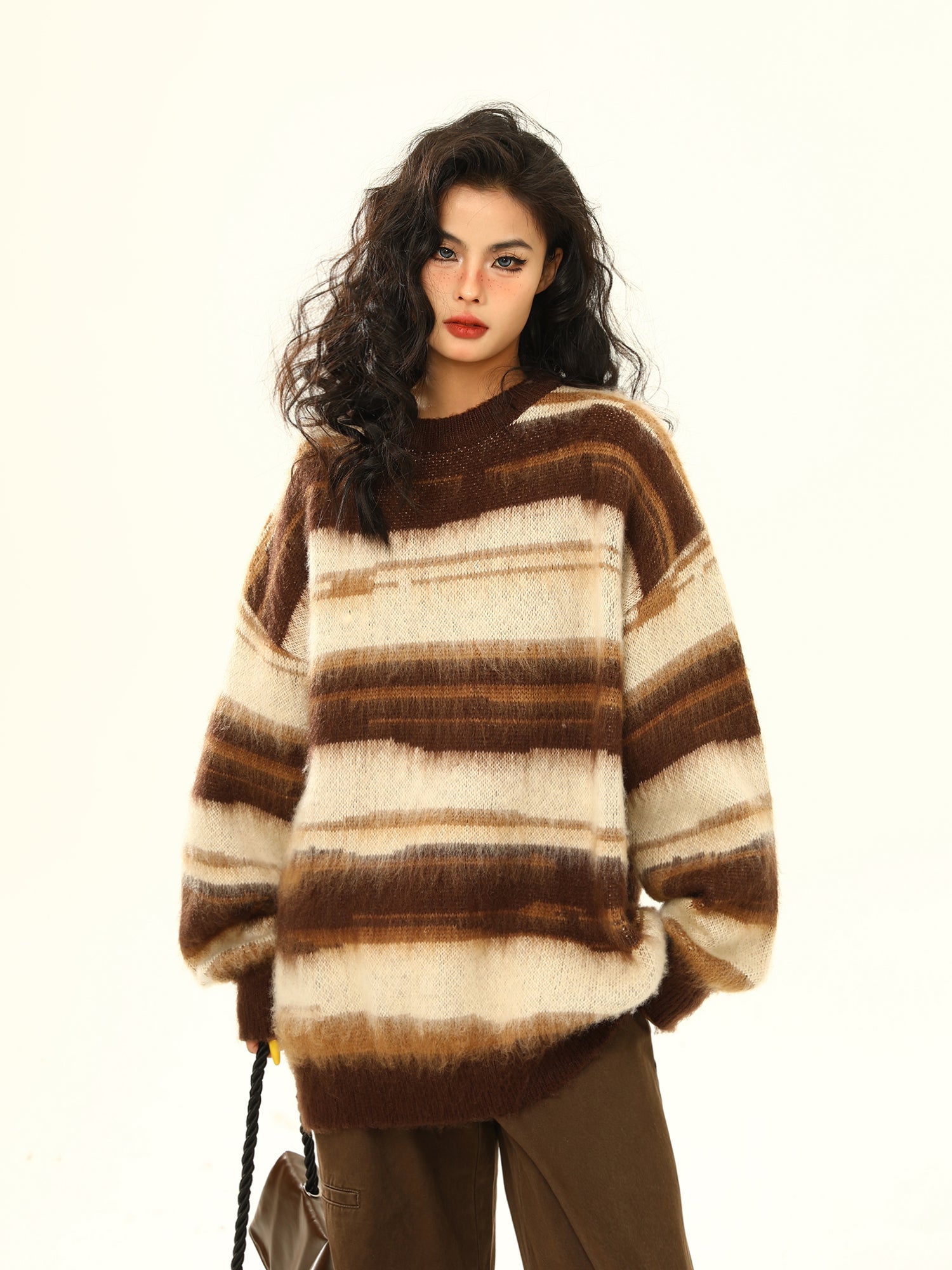 Suéter de mohair de gran tamaño a rayas