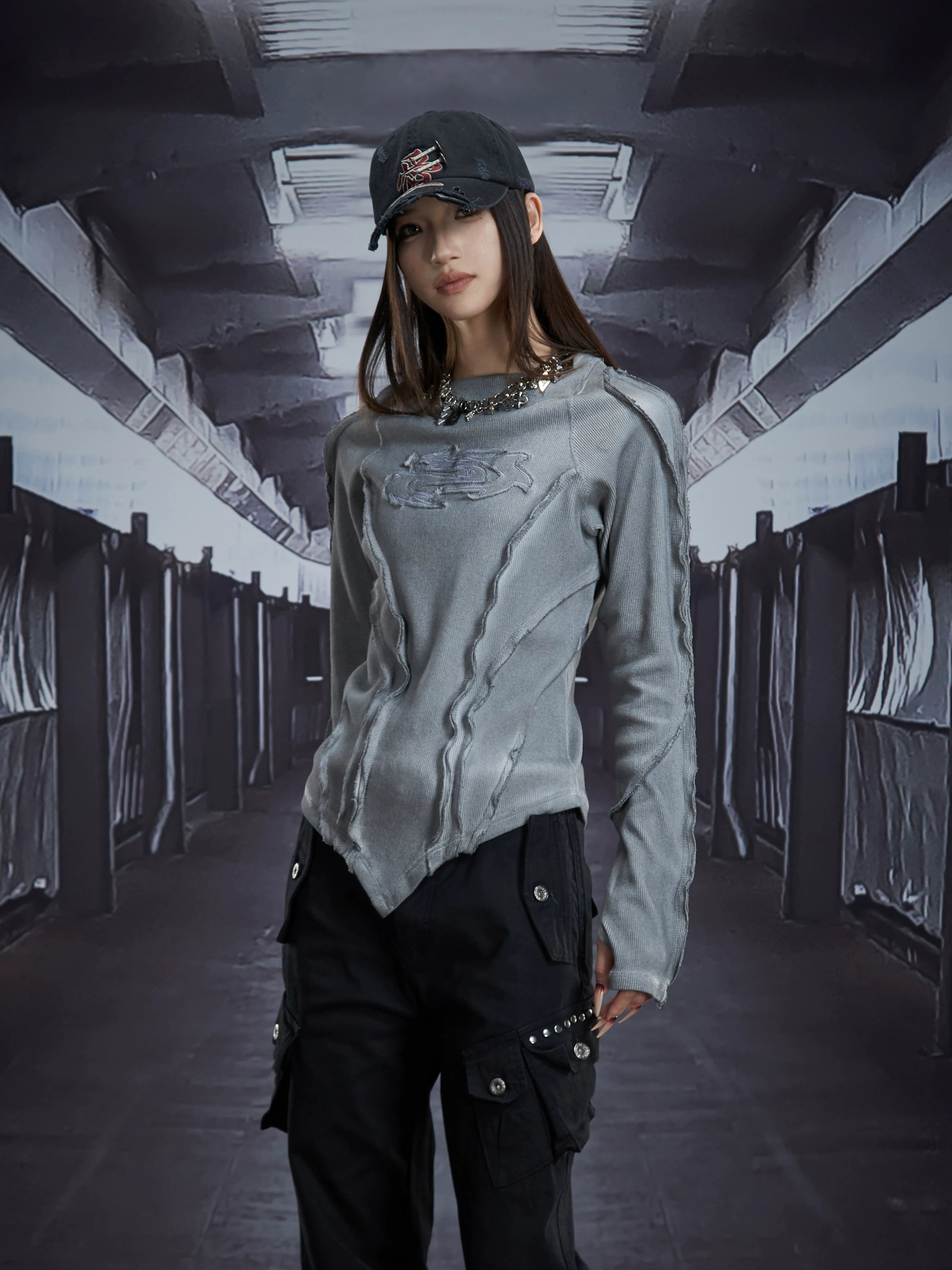 Spectral Spine Ruched Longsleeve Top